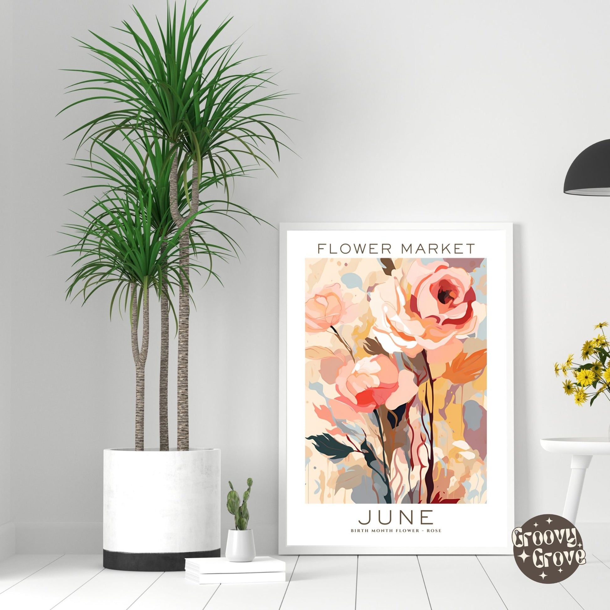 June Birthday Flower Market Poster - GroovyGrove