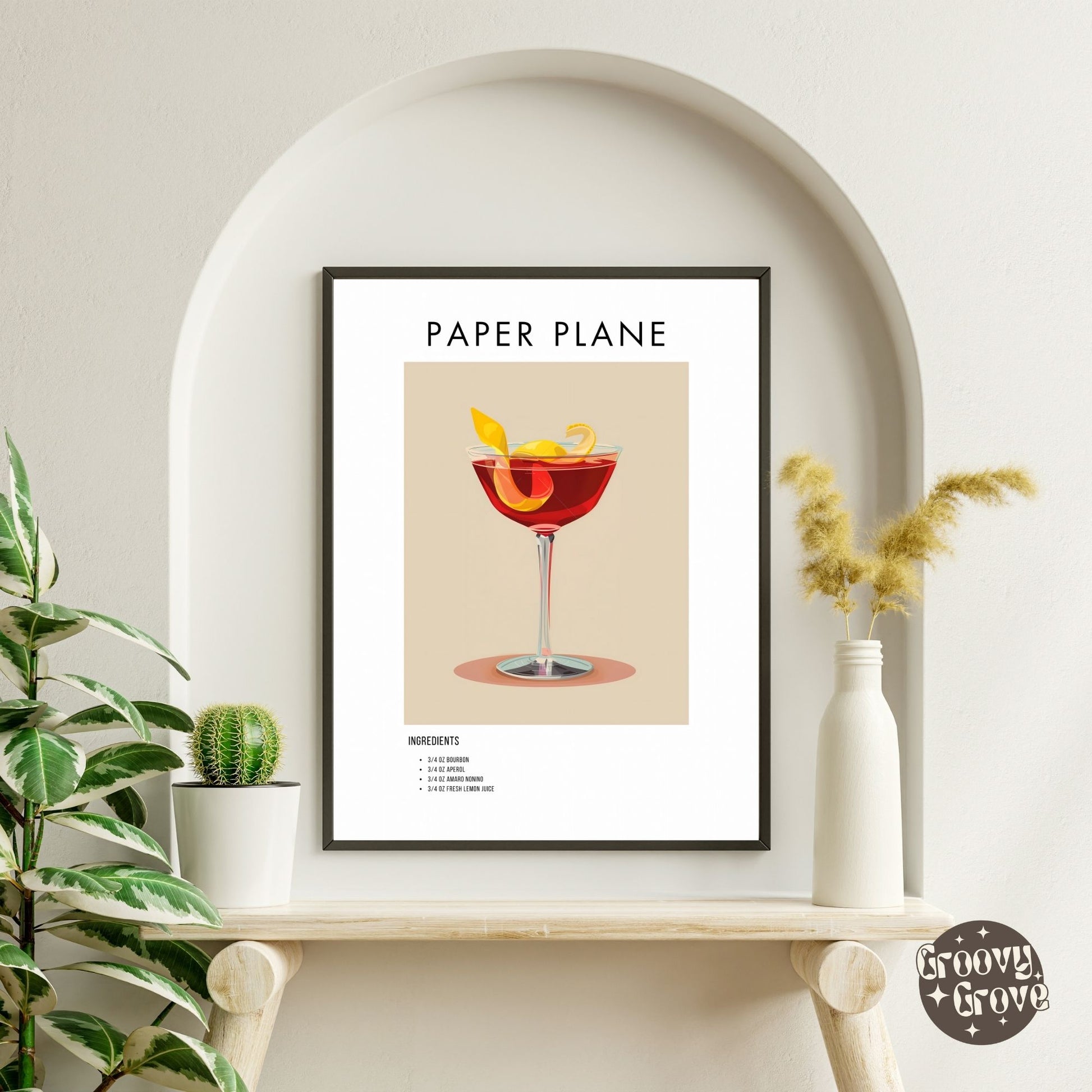 Paper Plane Retro Cocktail Poster - GroovyGrove