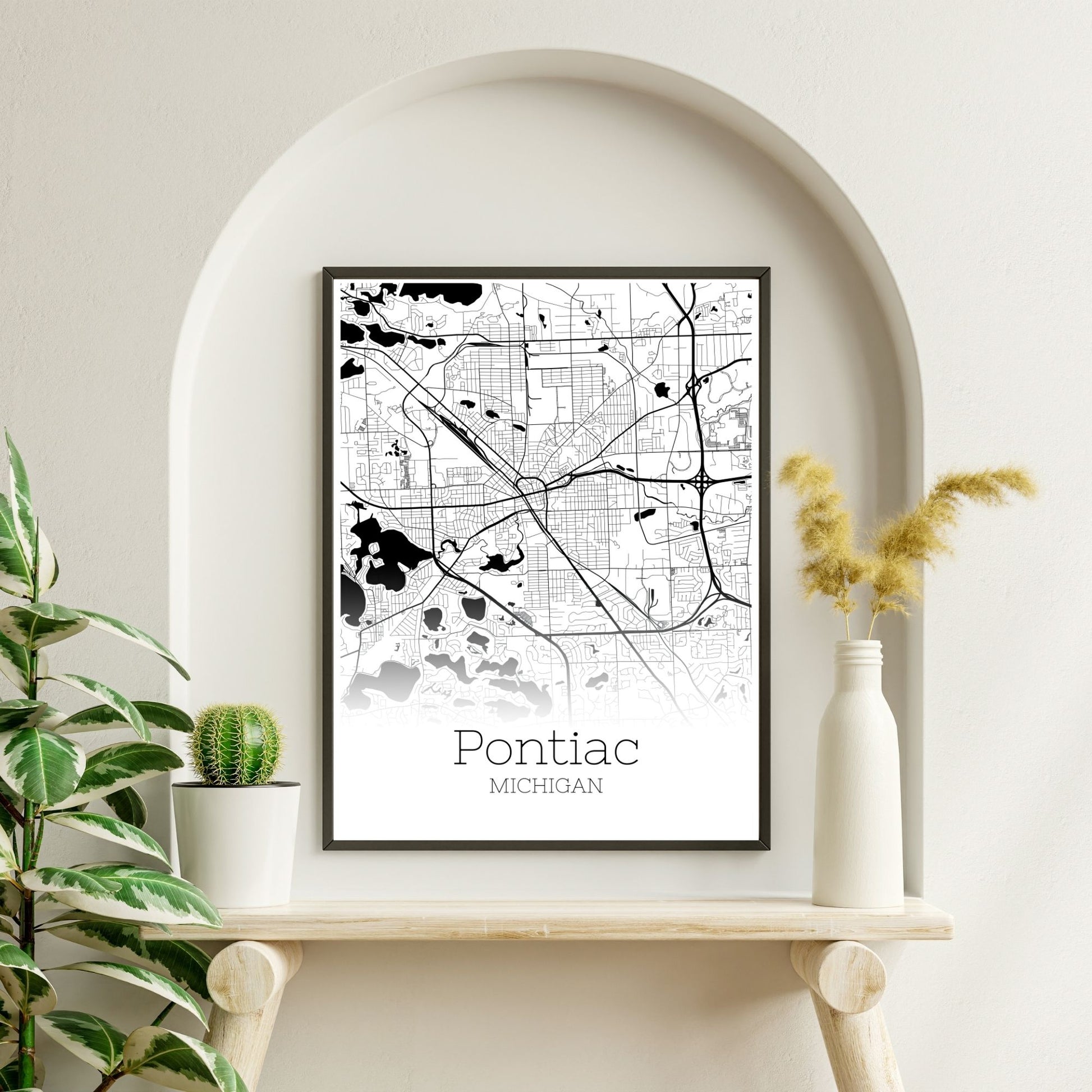 Pontiac Michigan City Map Poster - GroovyGrove