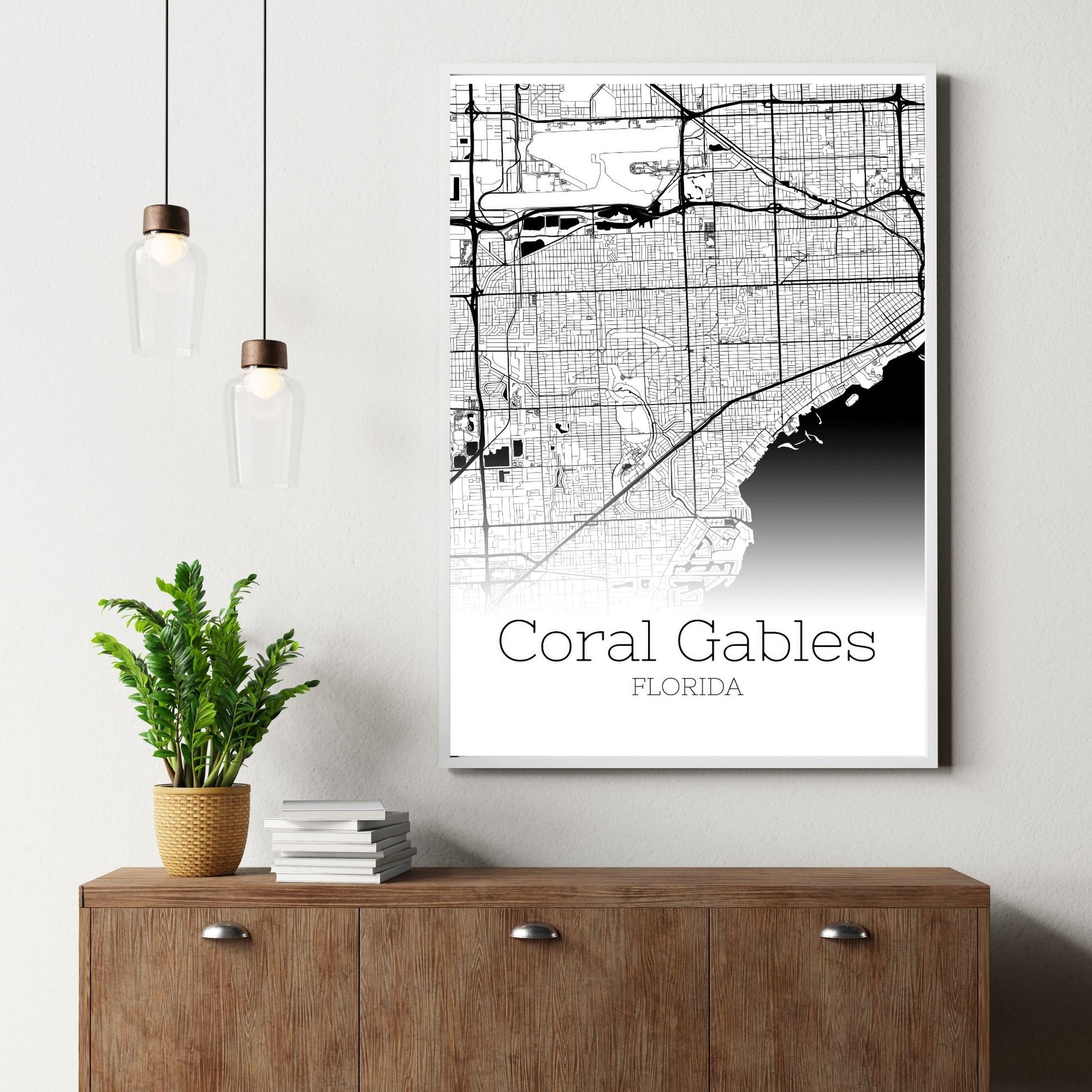 Coral Gables Florida City Map Poster - GroovyGrove