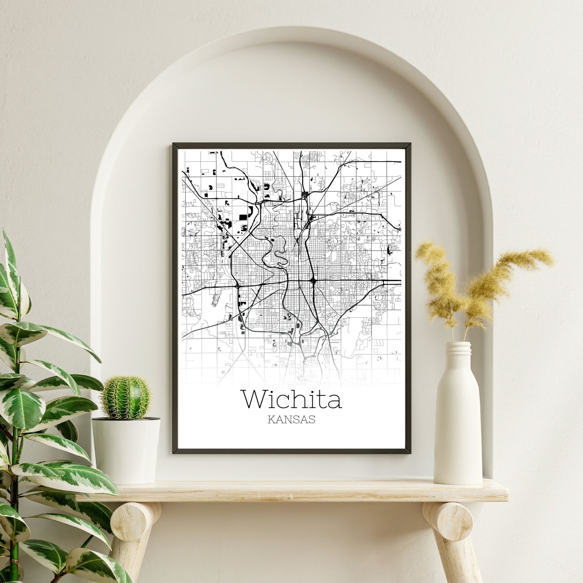 Wichita Kansas City Map Poster - GroovyGrove