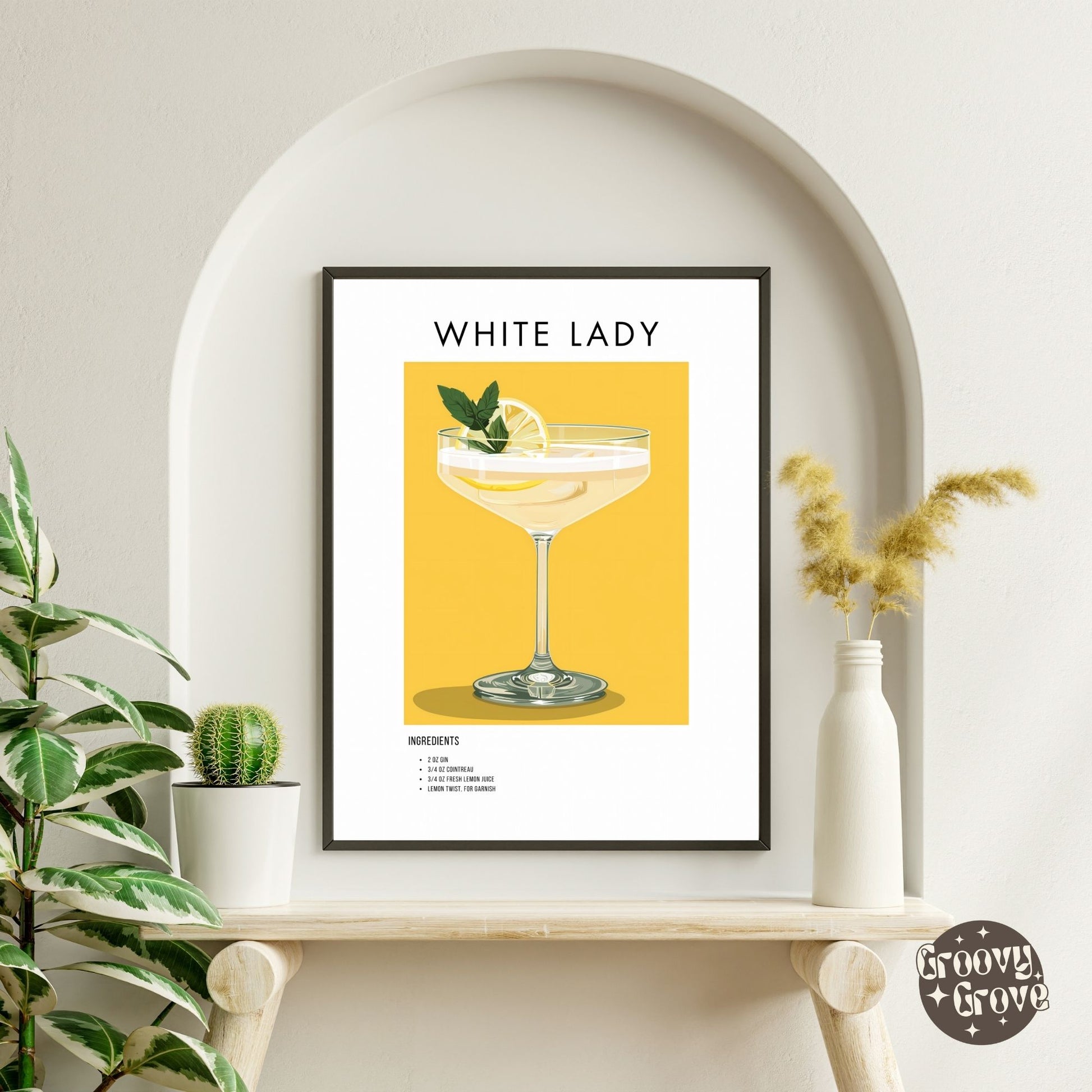 White Lady Retro Cocktail Poster - GroovyGrove