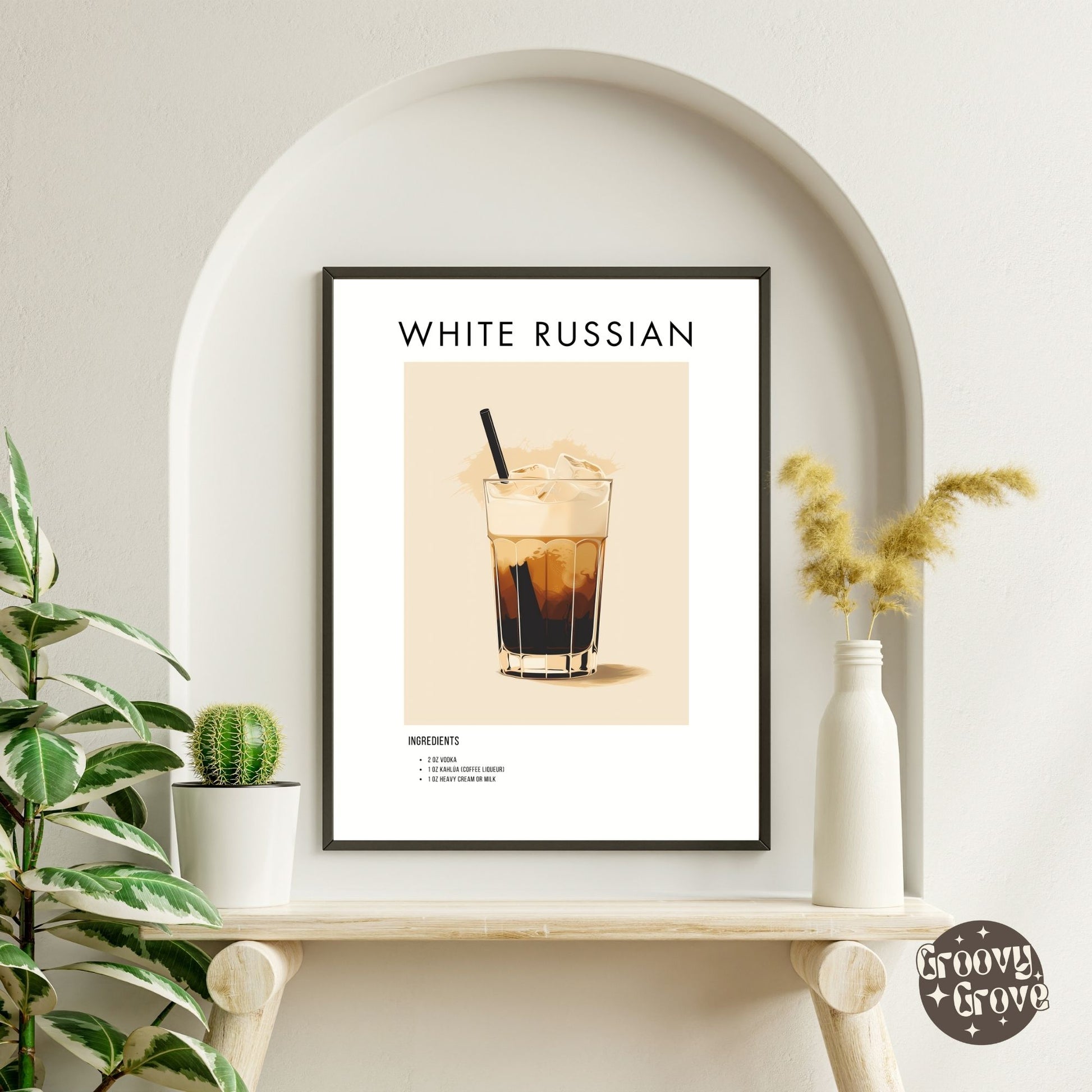 White Russian Retro Cocktail Poster - GroovyGrove