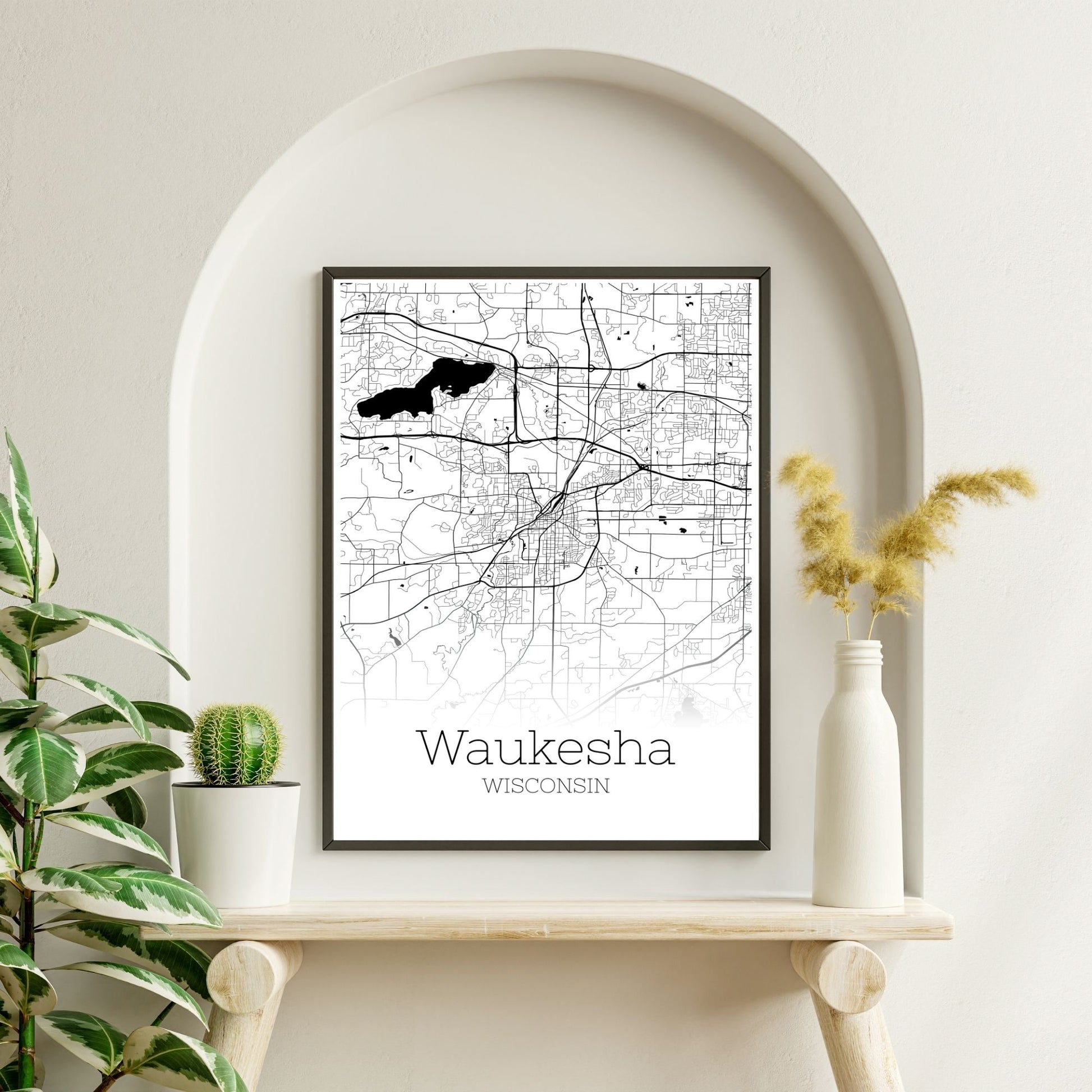 Waukesha Wisconsin City Map Poster - GroovyGrove