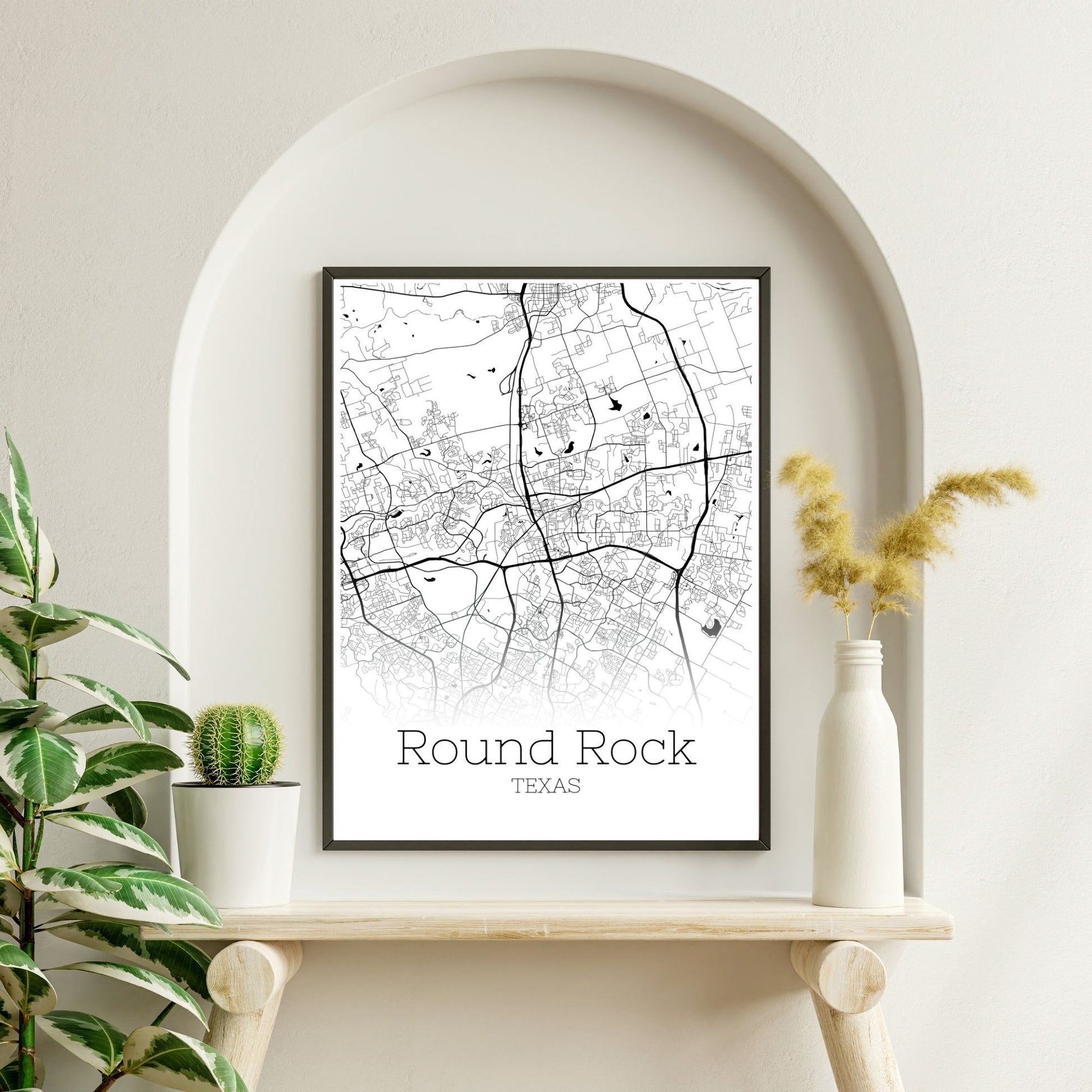 Round Rock Texas City Map Poster - GroovyGrove