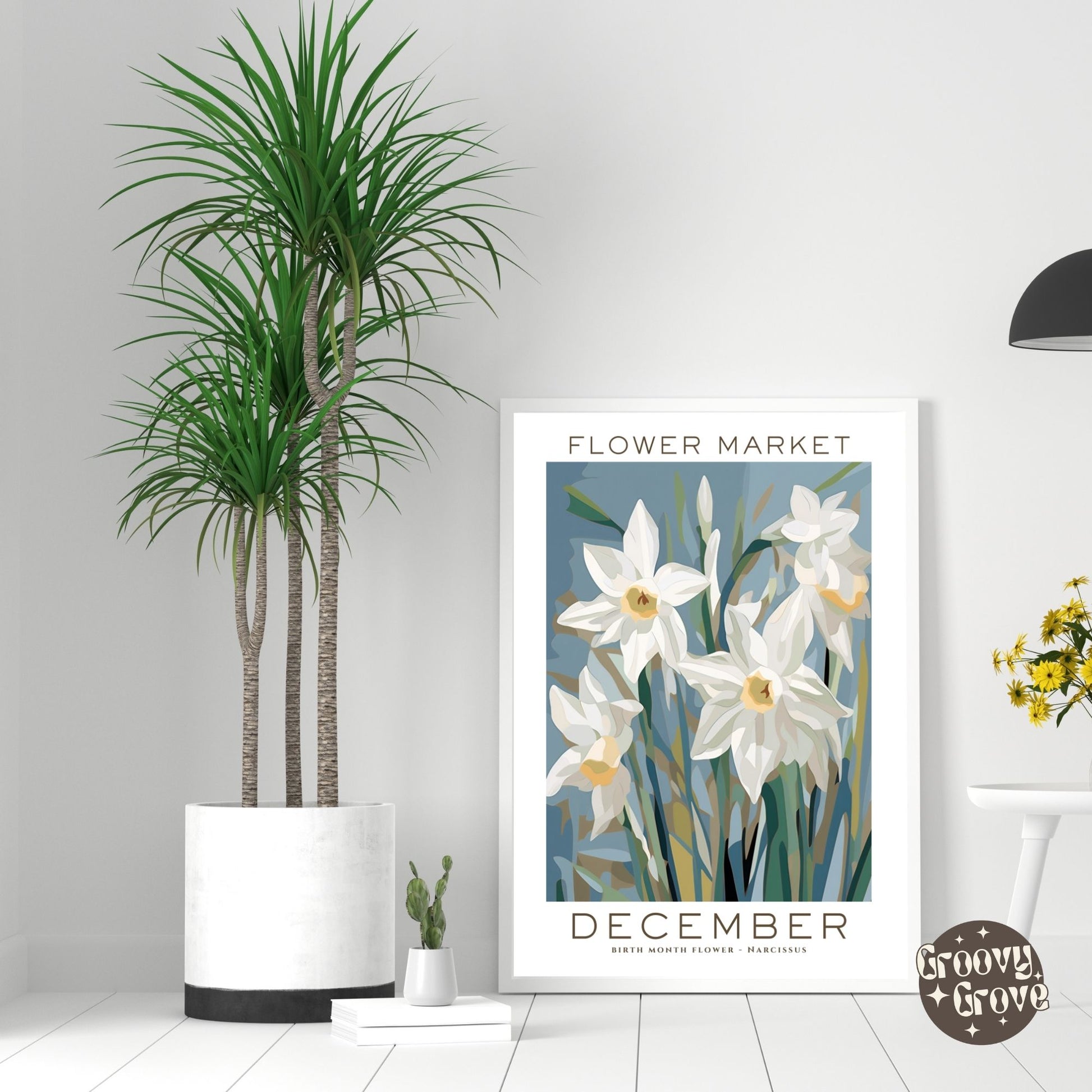 December Birthday Flower Market Poster - GroovyGrove