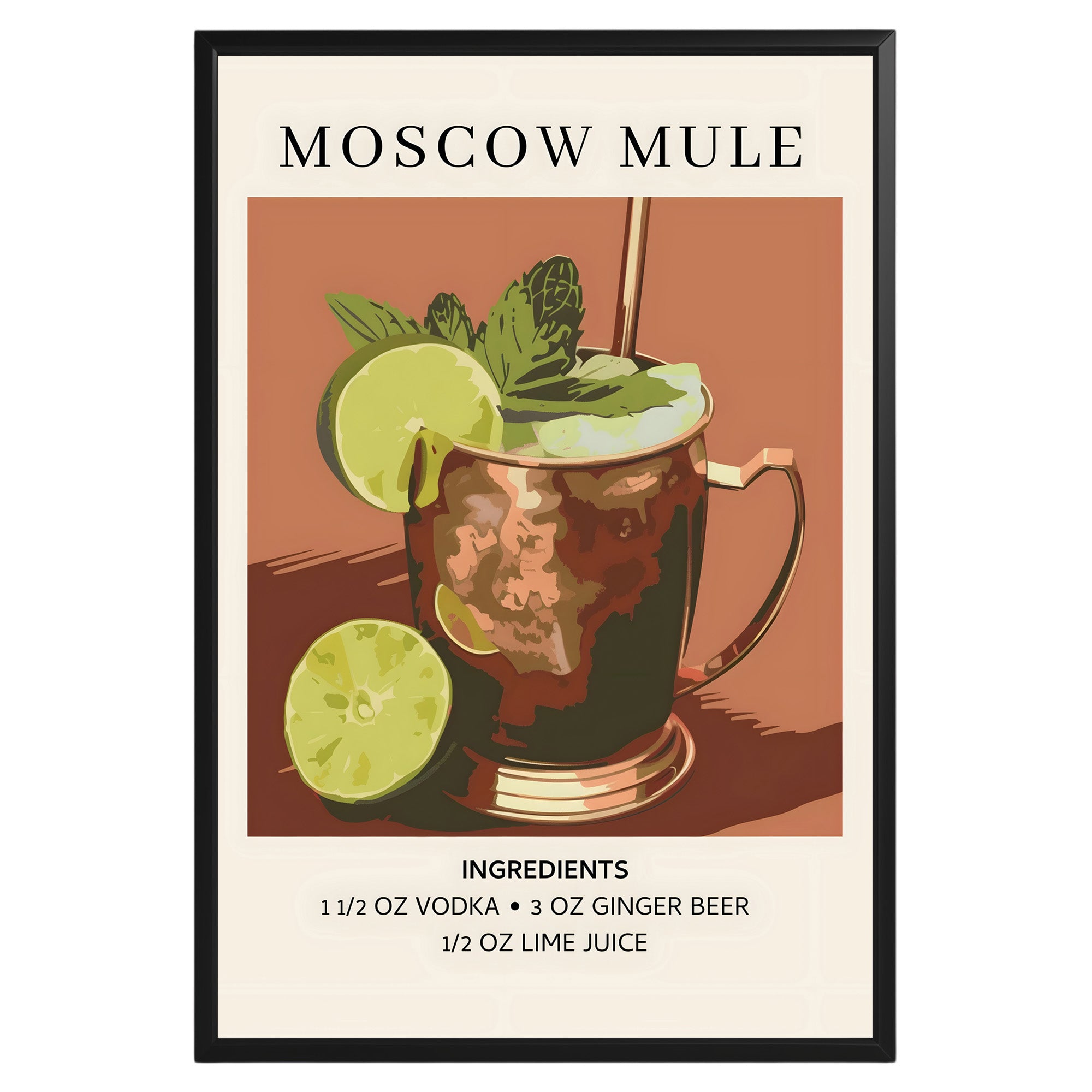 Moscow Mule Vintage Cocktail Poster - GroovyGrove