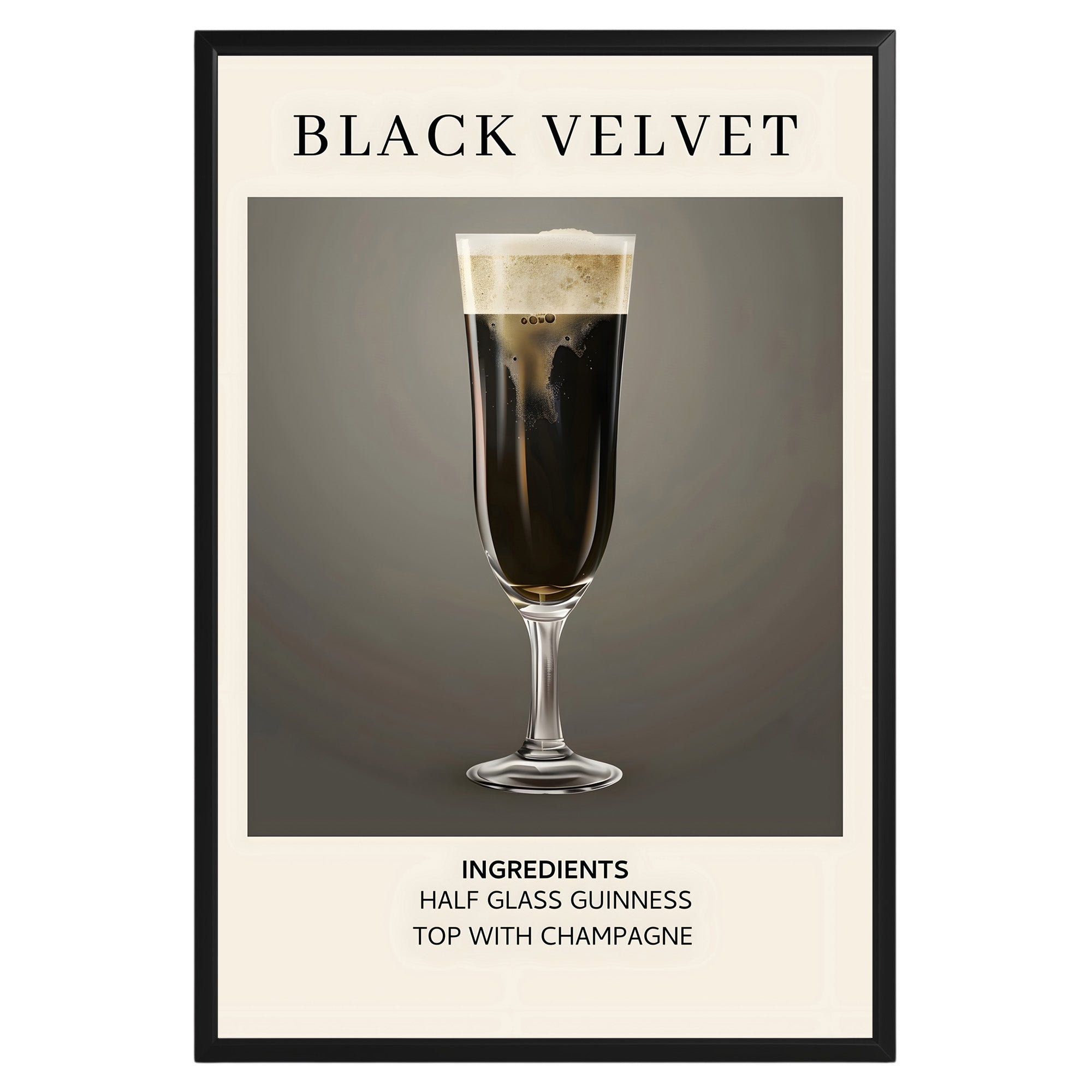 Black Velvet Vintage Cocktail Poster - GroovyGrove