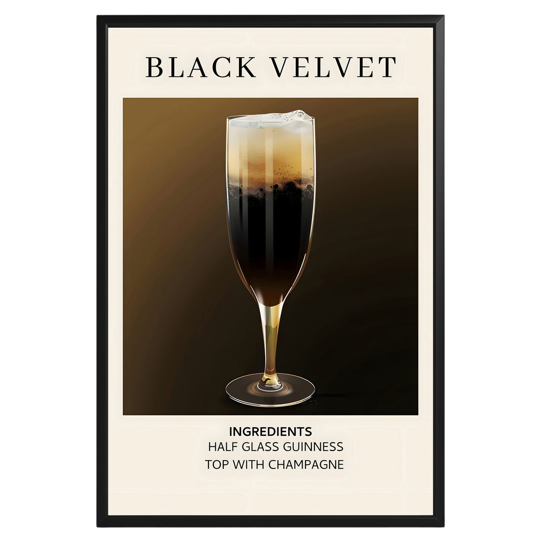 Black Velvet Vintage Cocktail Poster - GroovyGrove