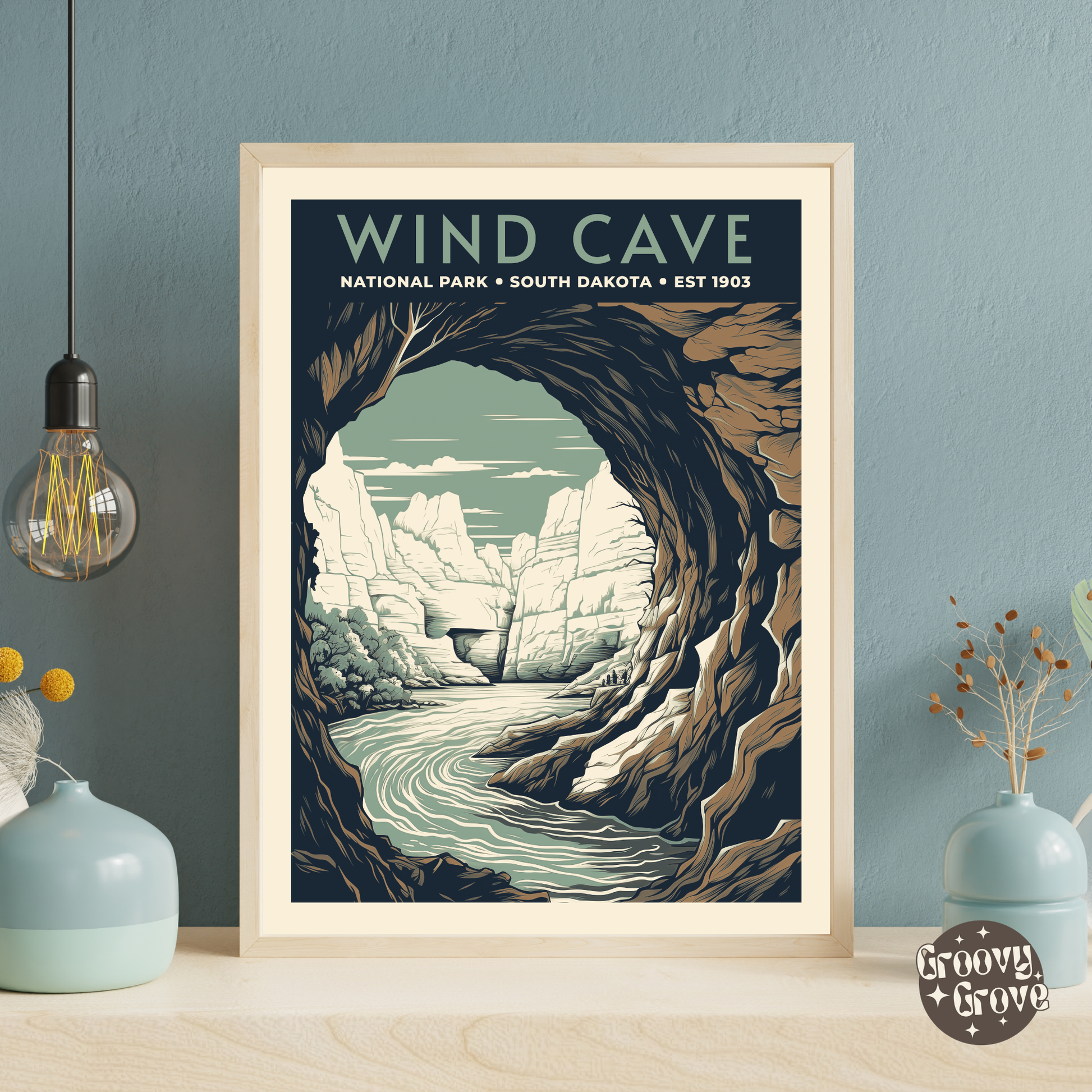 Wind Cave National Park Vintage Poster - GroovyGrove