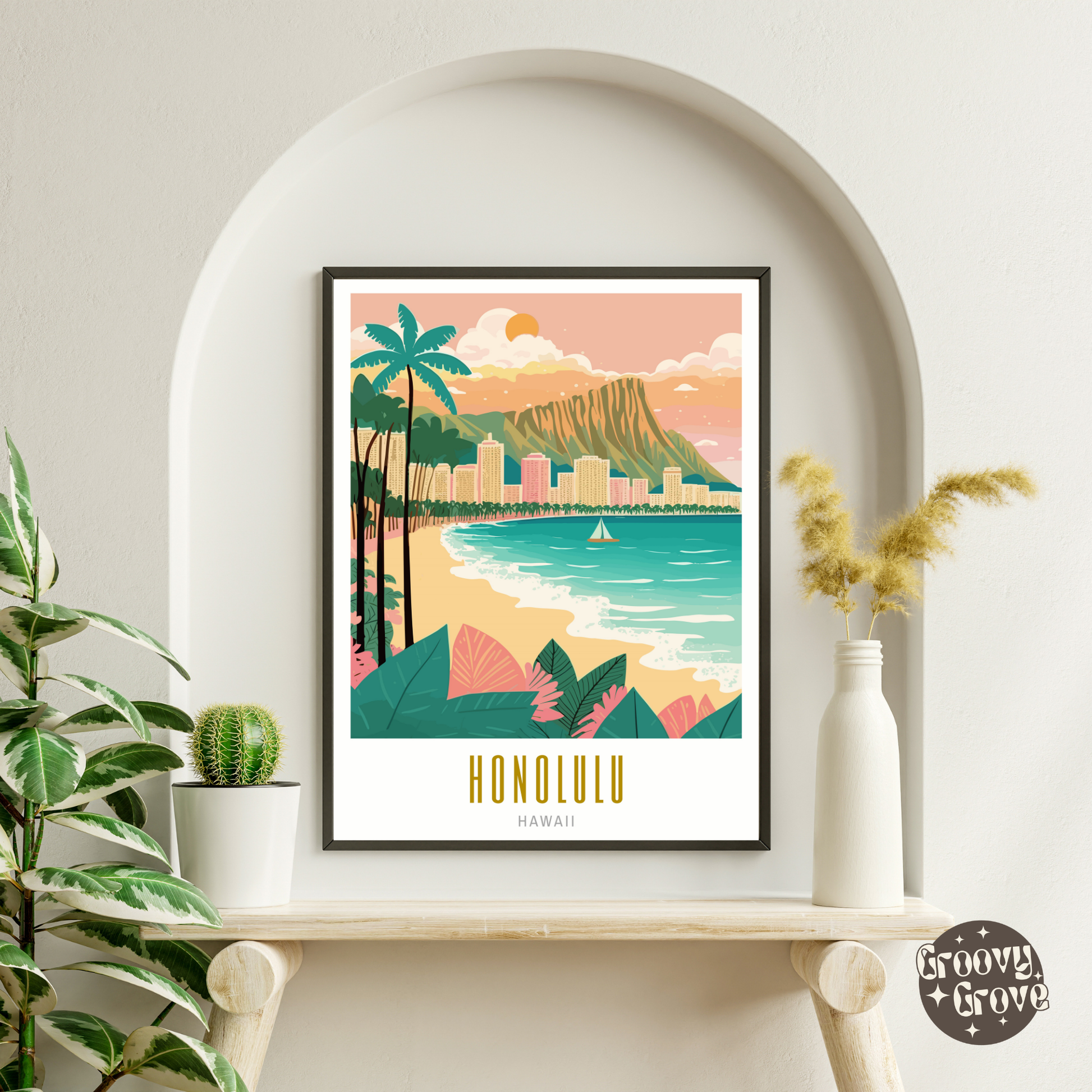 Honolulu Hawaii Poster - GroovyGrove