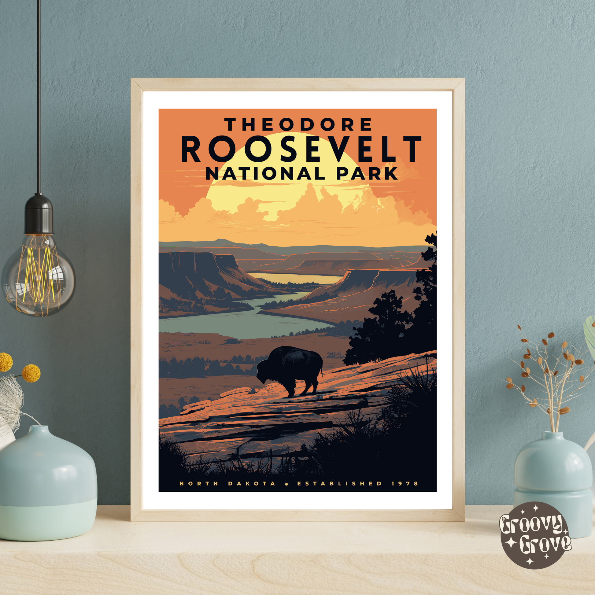 Theodore Roosevelt National Park Vintage Poster - GroovyGrove