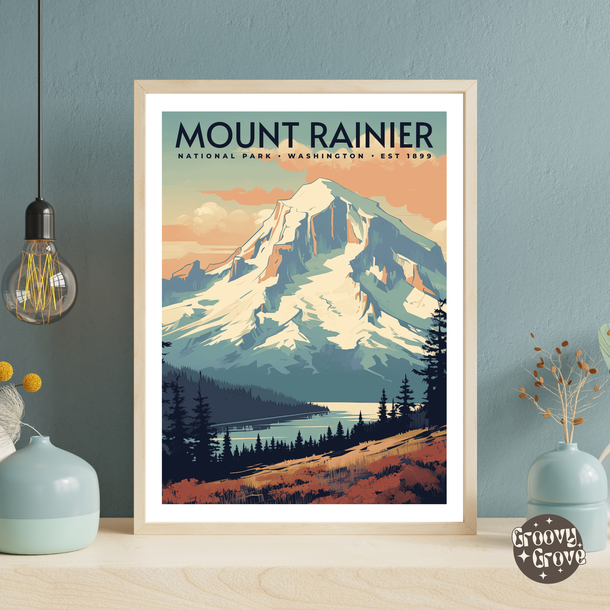 Mount Rainier National Park Vintage Poster - GroovyGrove