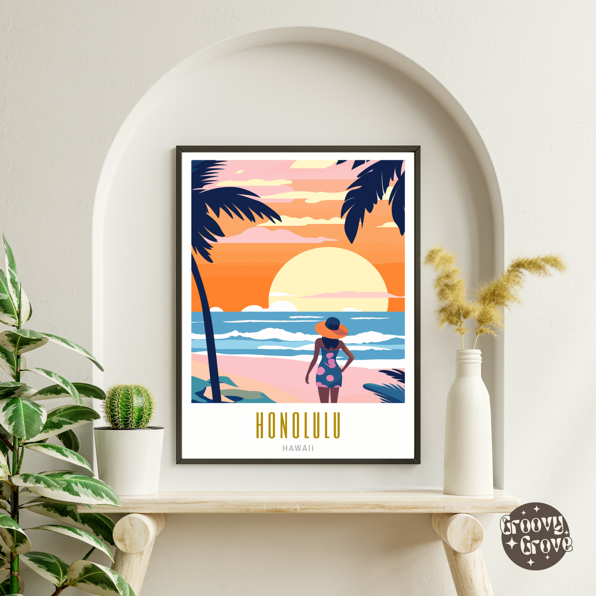 Honolulu Hawaii Poster - GroovyGrove