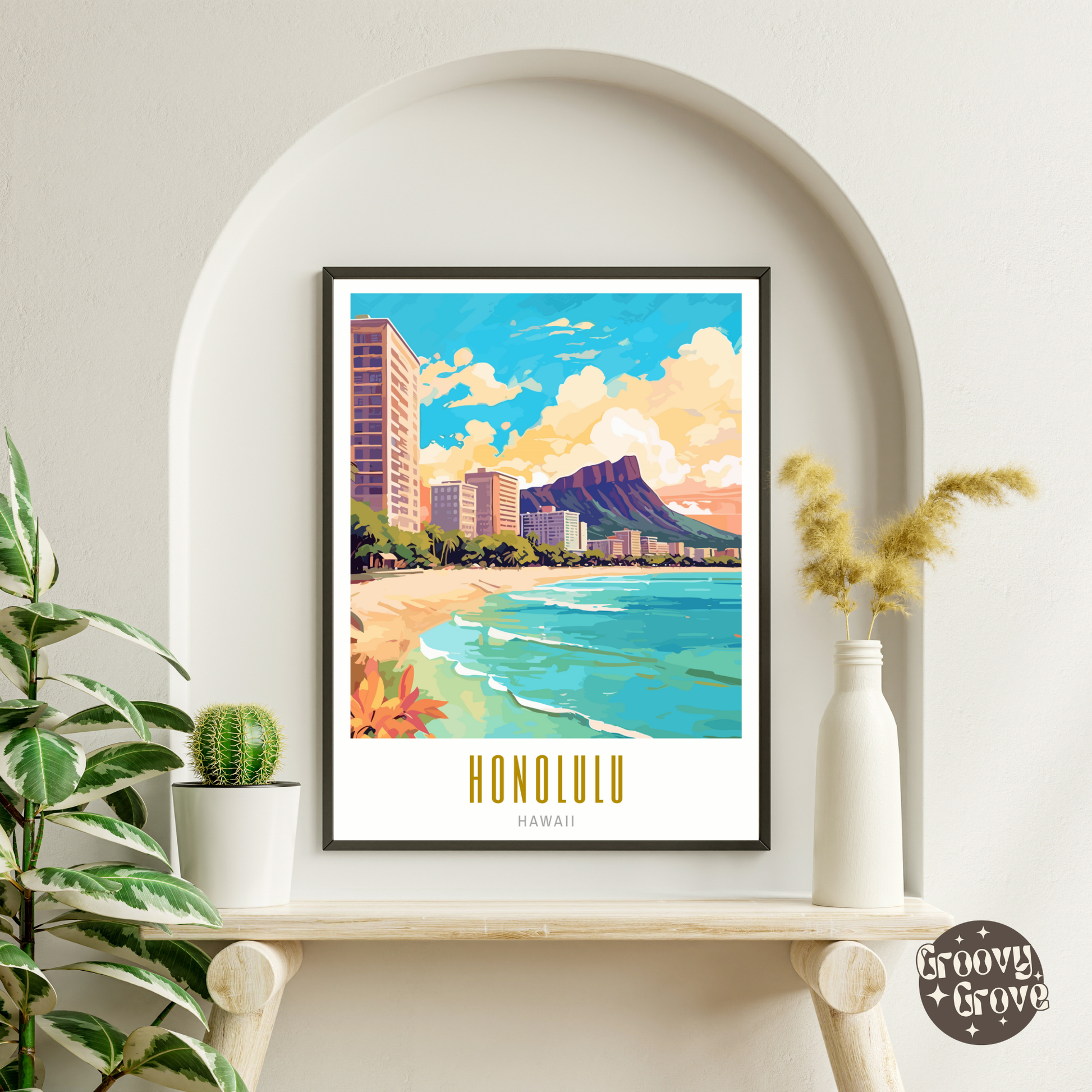 Honolulu Hawaii Poster - GroovyGrove