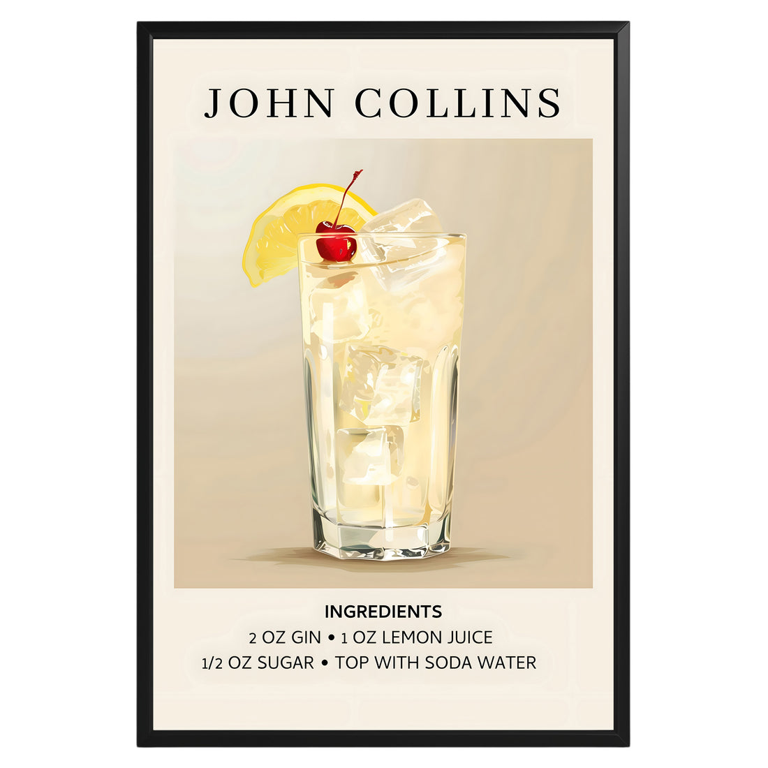 John Collins Vintage Cocktail Poster - GroovyGrove