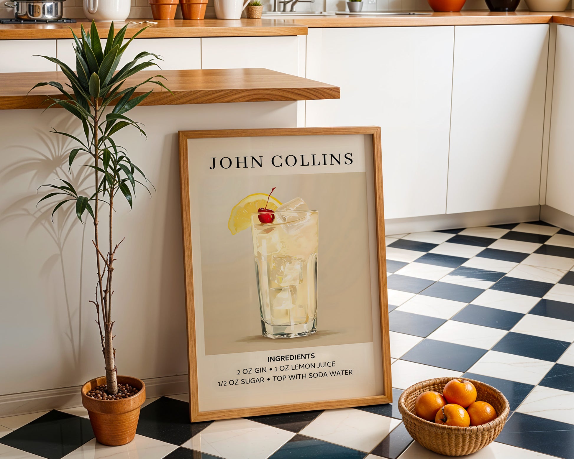 John Collins Vintage Cocktail Poster - GroovyGrove