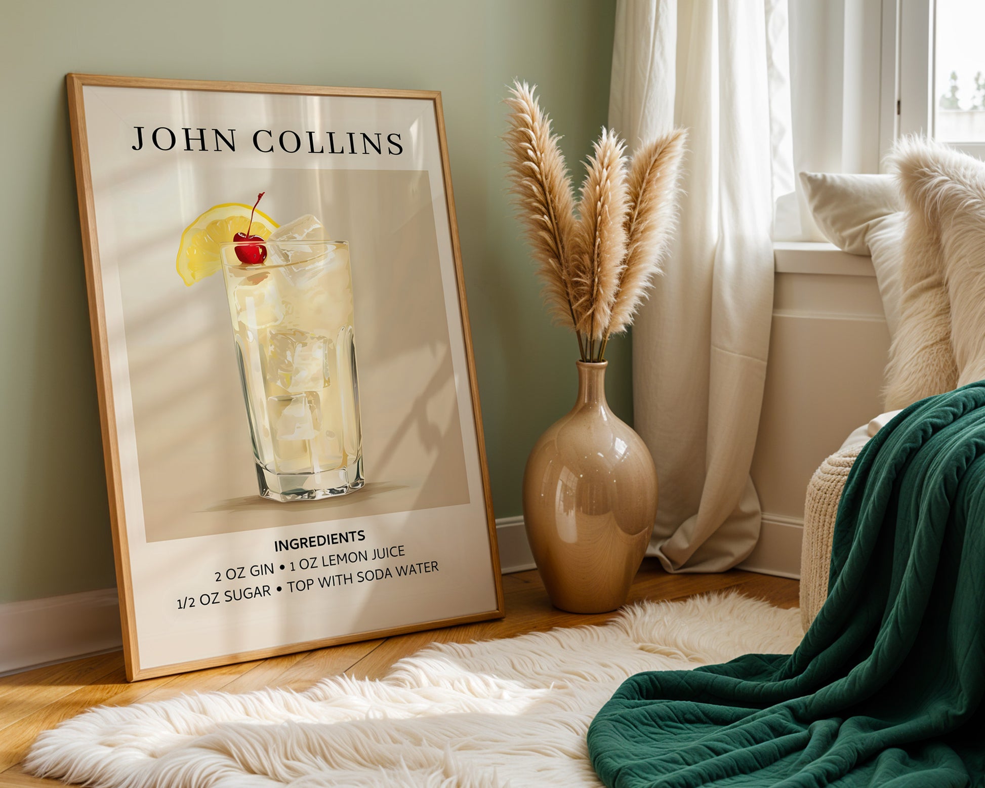 John Collins Vintage Cocktail Poster - GroovyGrove