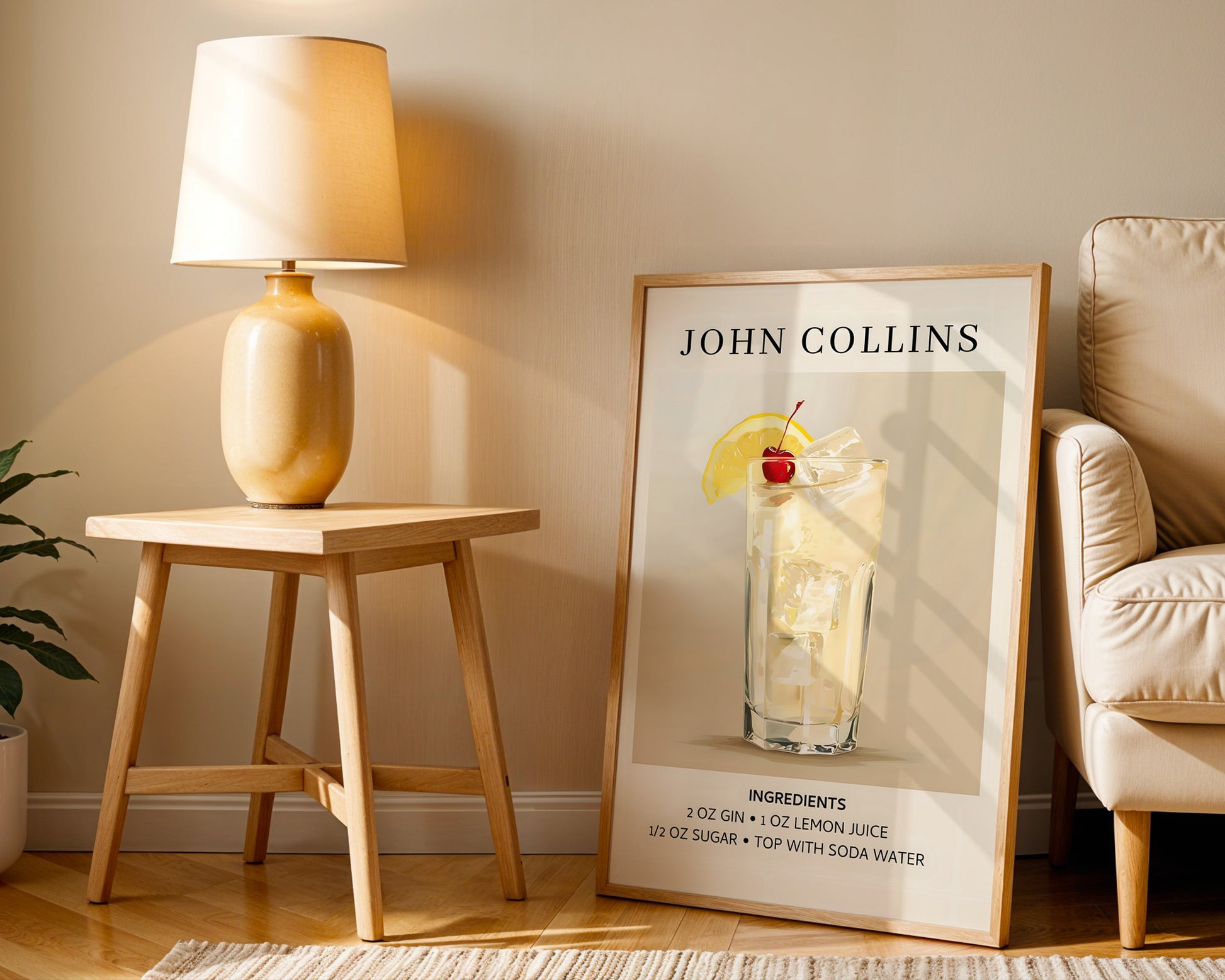 John Collins Vintage Cocktail Poster - GroovyGrove