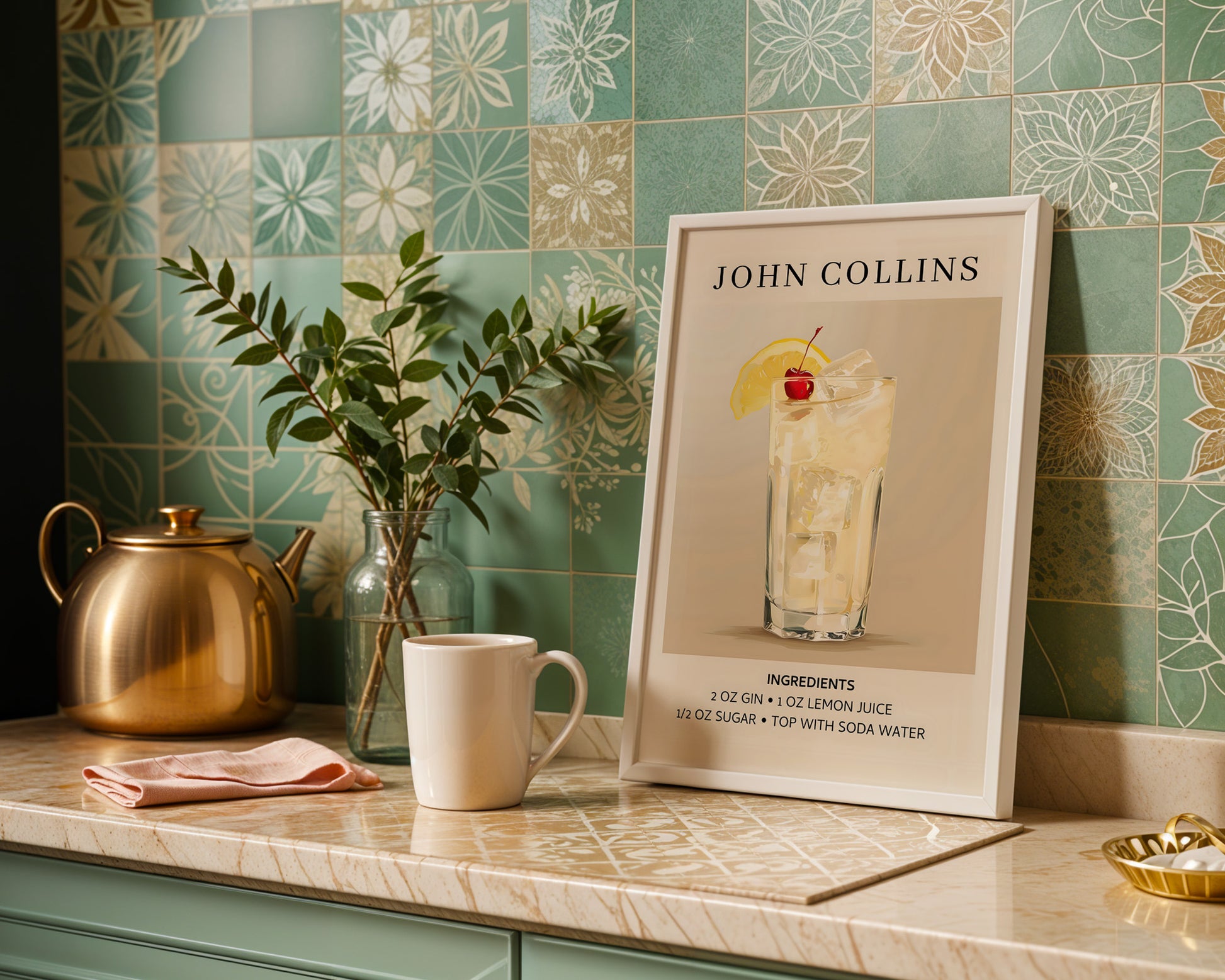 John Collins Vintage Cocktail Poster - GroovyGrove