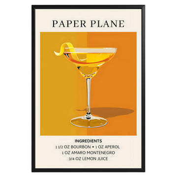 Paper Plane Vintage Cocktail Poster - GroovyGrove