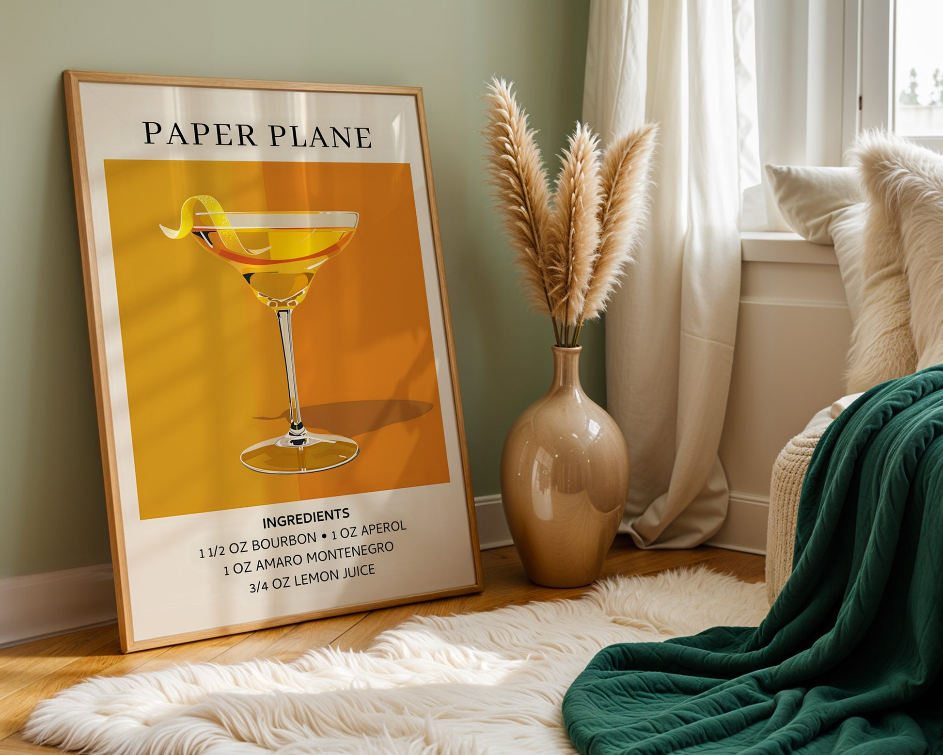 Paper Plane Vintage Cocktail Poster - GroovyGrove