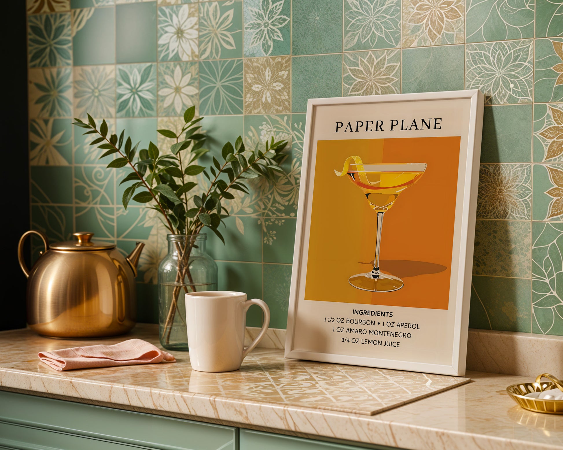 Paper Plane Vintage Cocktail Poster - GroovyGrove