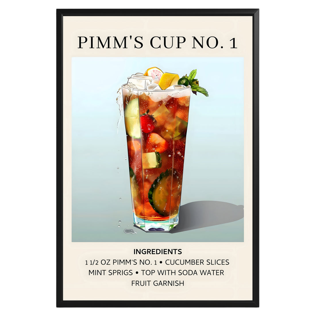 Pimm's Cup Vintage Cocktail Poster - GroovyGrove