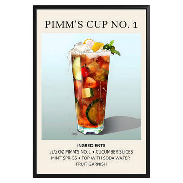 Pimm's Cup Vintage Cocktail Poster - GroovyGrove