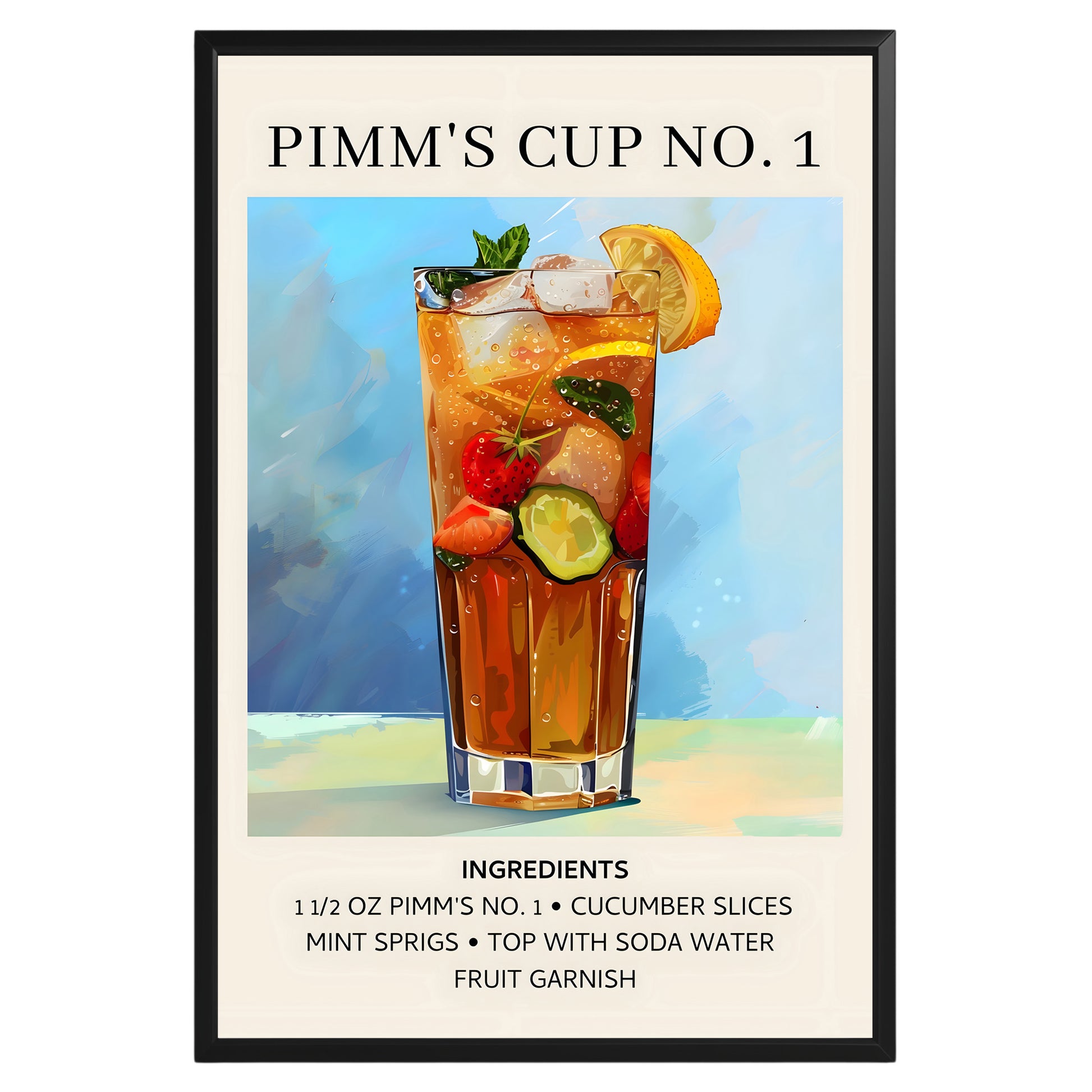 Pimm's Cup Vintage Cocktail Poster - GroovyGrove