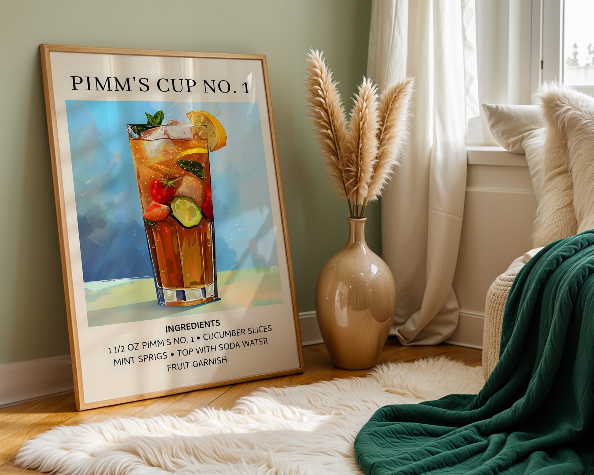 Pimm's Cup Vintage Cocktail Poster - GroovyGrove