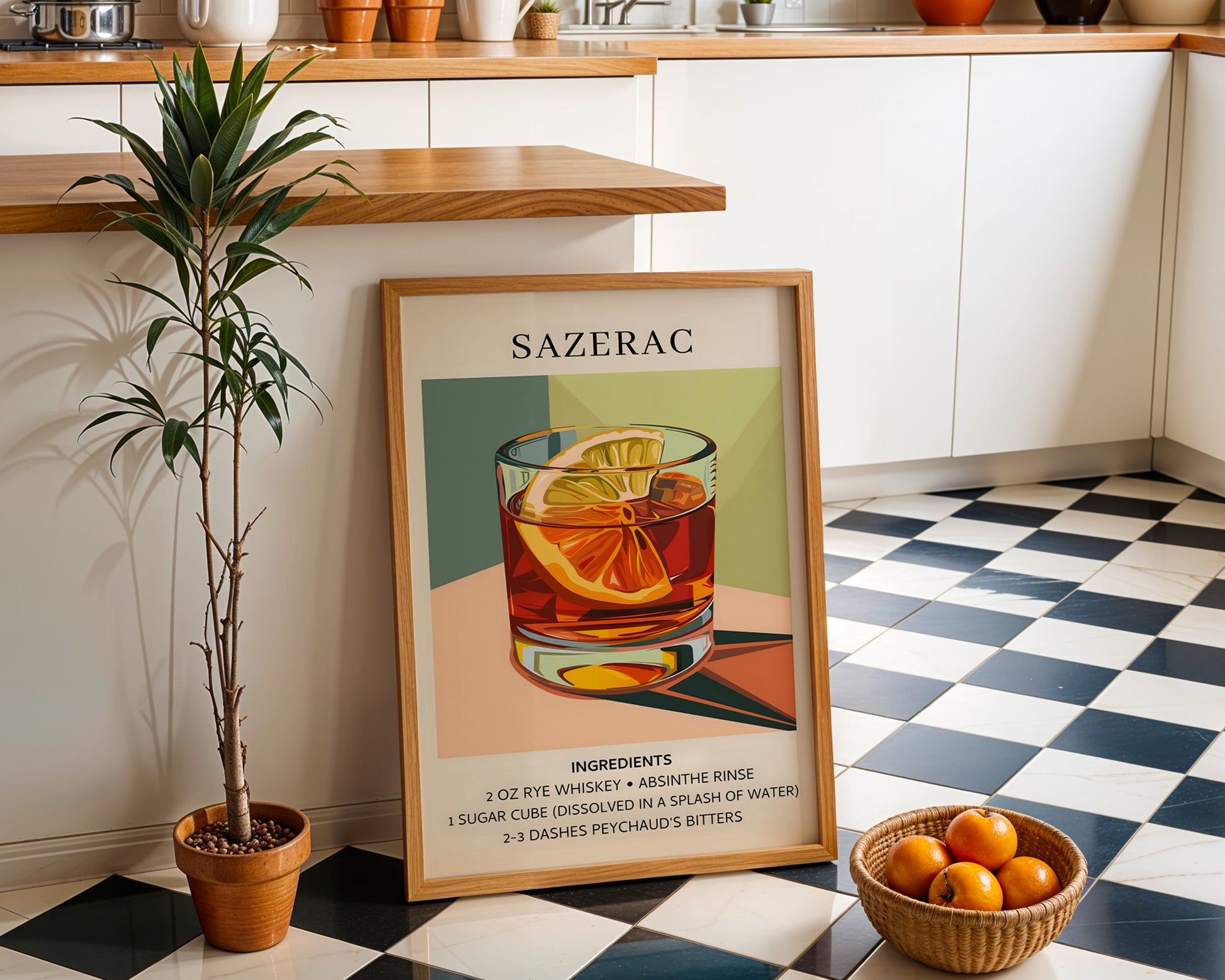 Sazerac Vintage Cocktail Poster - GroovyGrove