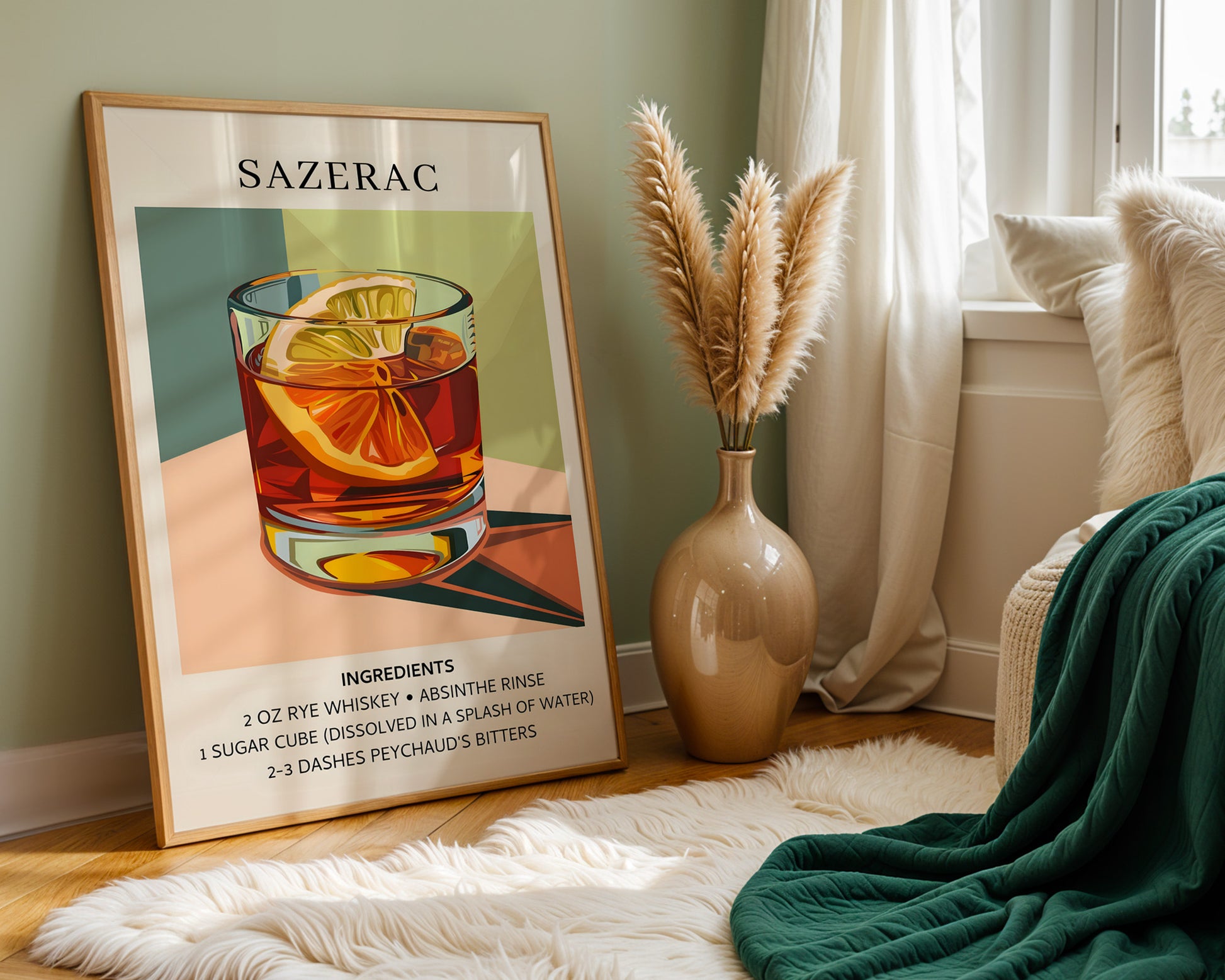 Sazerac Vintage Cocktail Poster - GroovyGrove