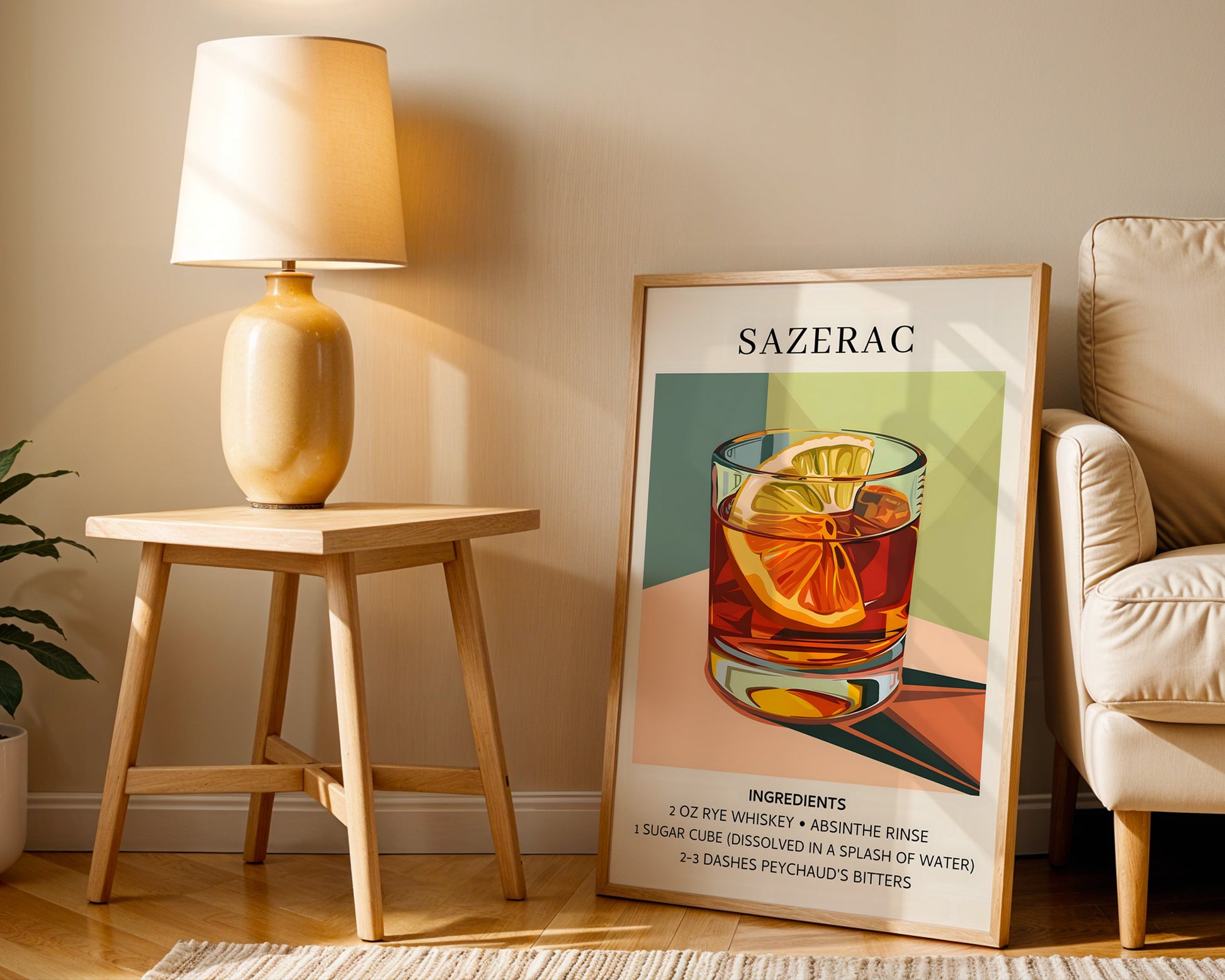 Sazerac Vintage Cocktail Poster - GroovyGrove