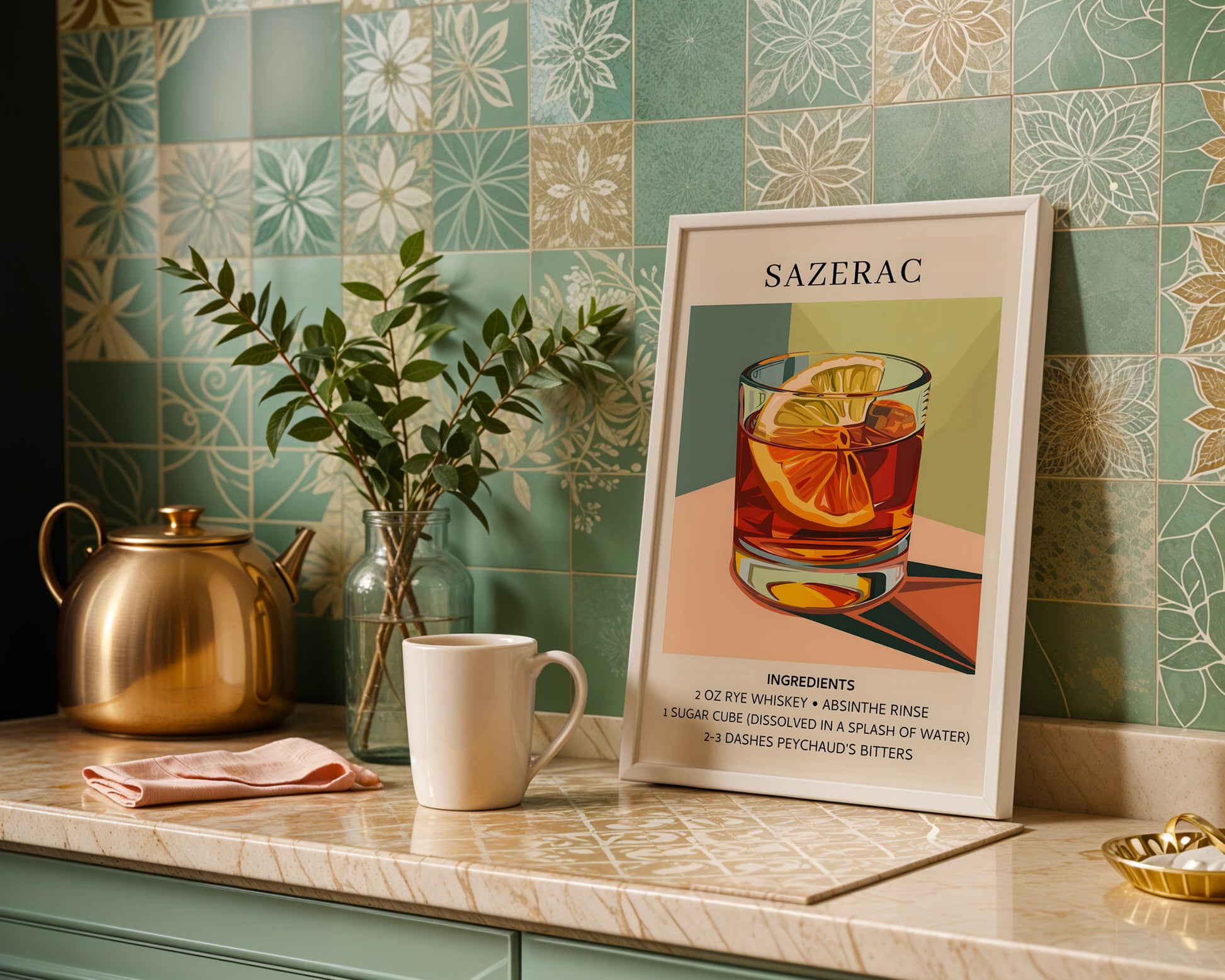 Sazerac Vintage Cocktail Poster - GroovyGrove