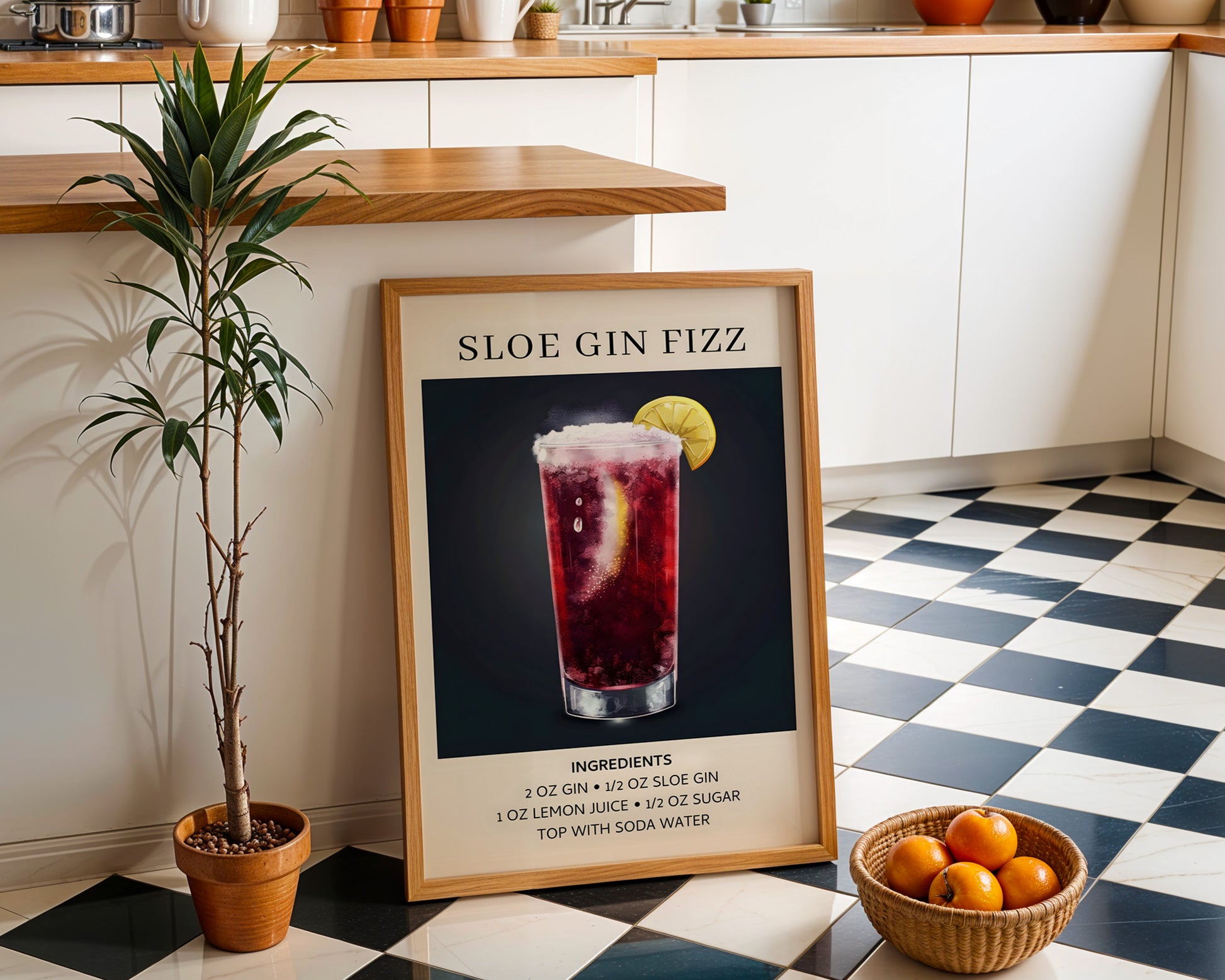 Sloe Gin Fizz Vintage Cocktail Poster - GroovyGrove