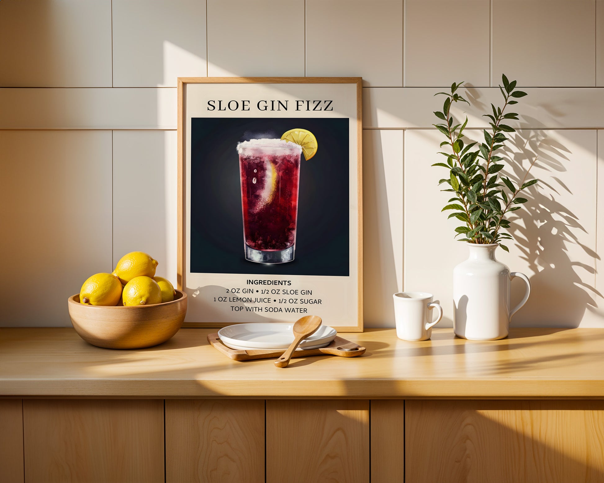 Sloe Gin Fizz Vintage Cocktail Poster - GroovyGrove