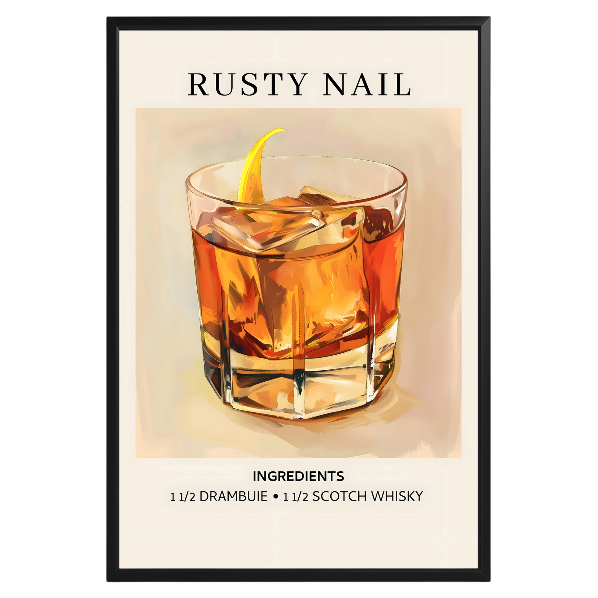 Rusty Nail Vintage Cocktail Poster - GroovyGrove