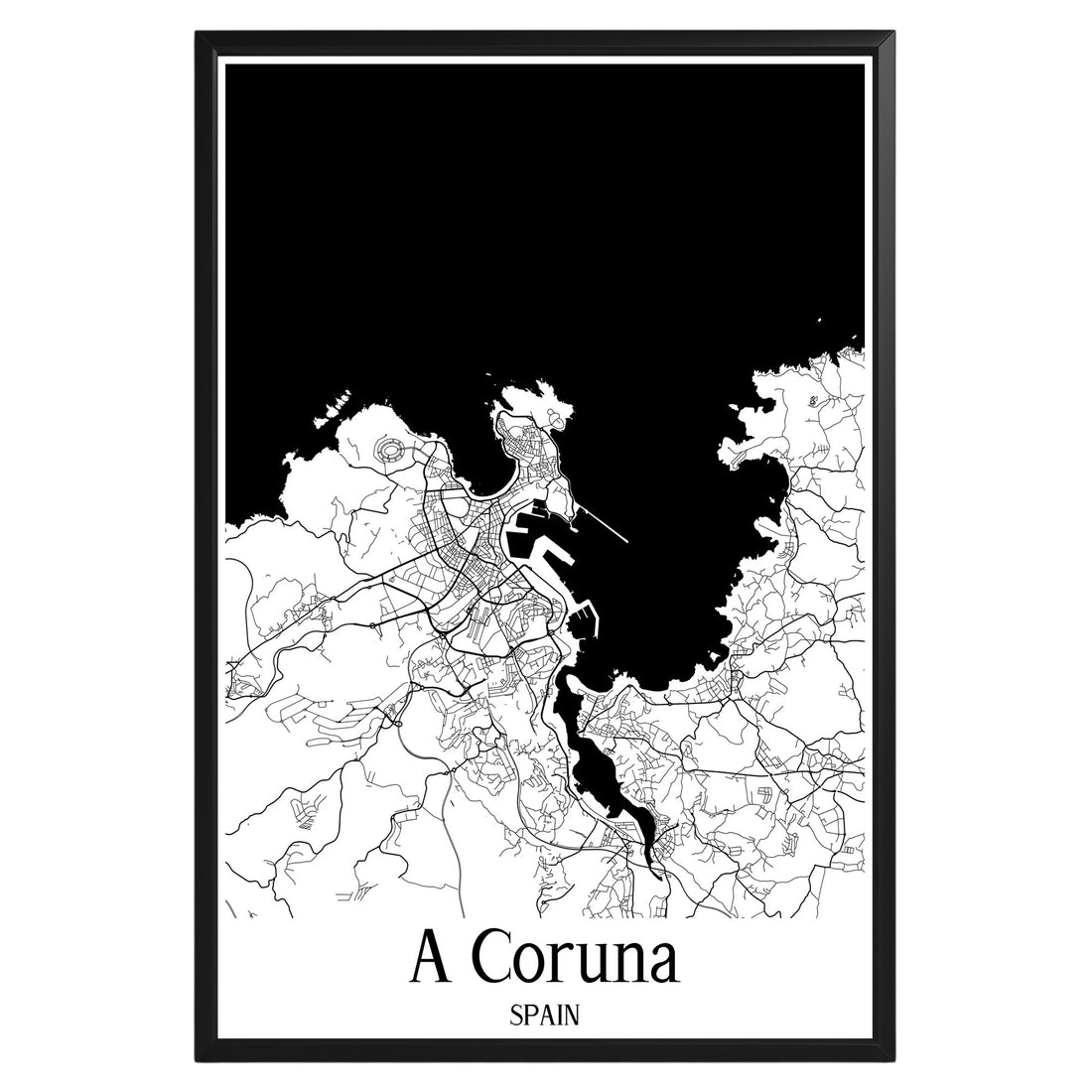 A Coruña Spain City Map Poster - GroovyGrove