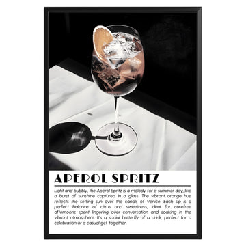 Aperol Spritz Cocktail Black and White Poster - GroovyGrove