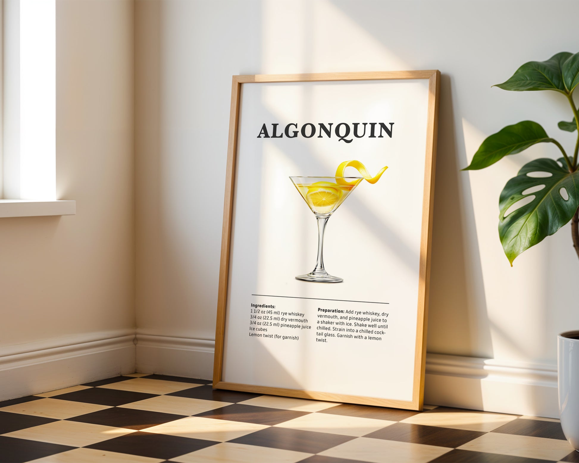 Algonquin Cocktail Recipe Poster - GroovyGrove