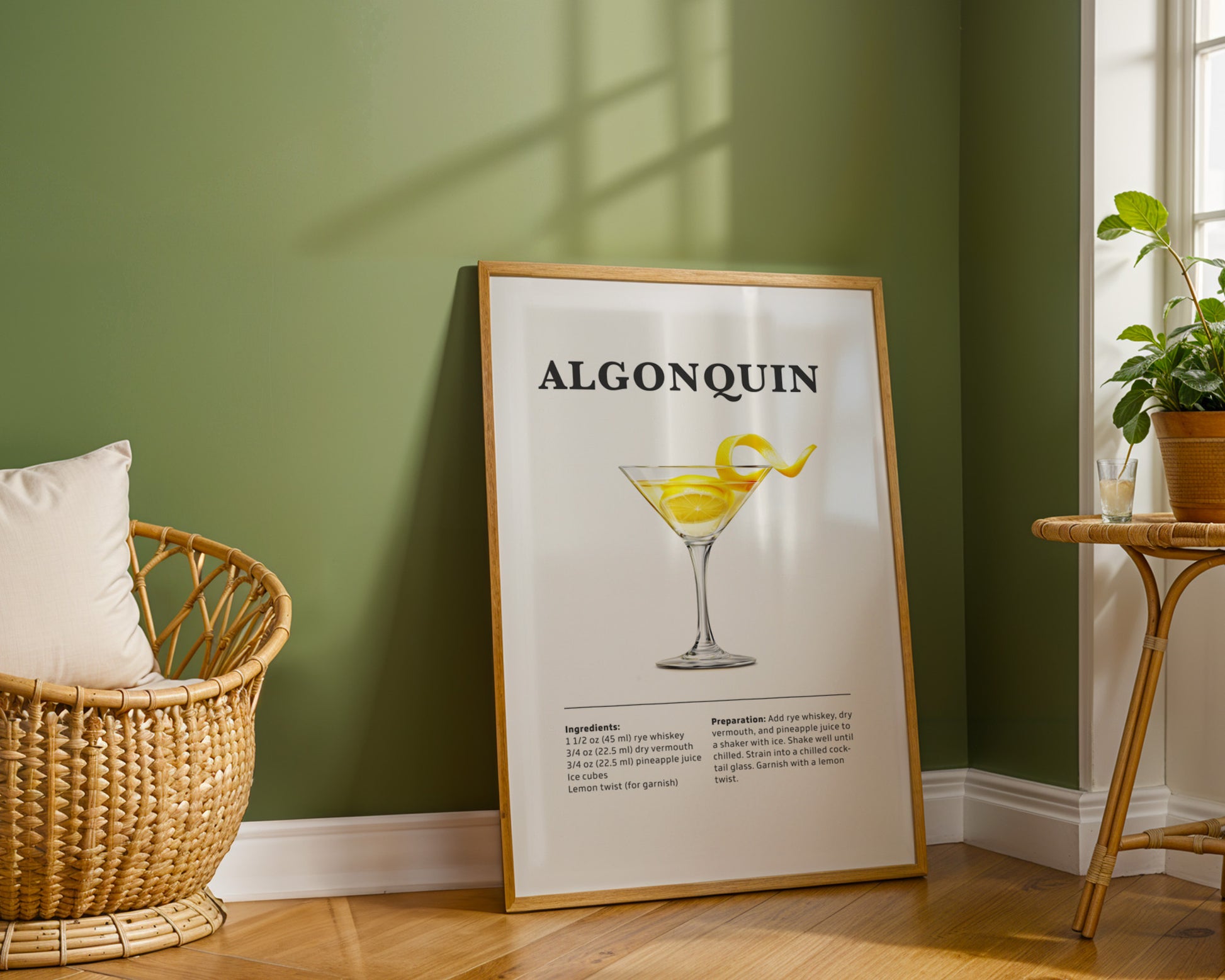 Algonquin Cocktail Recipe Poster - GroovyGrove