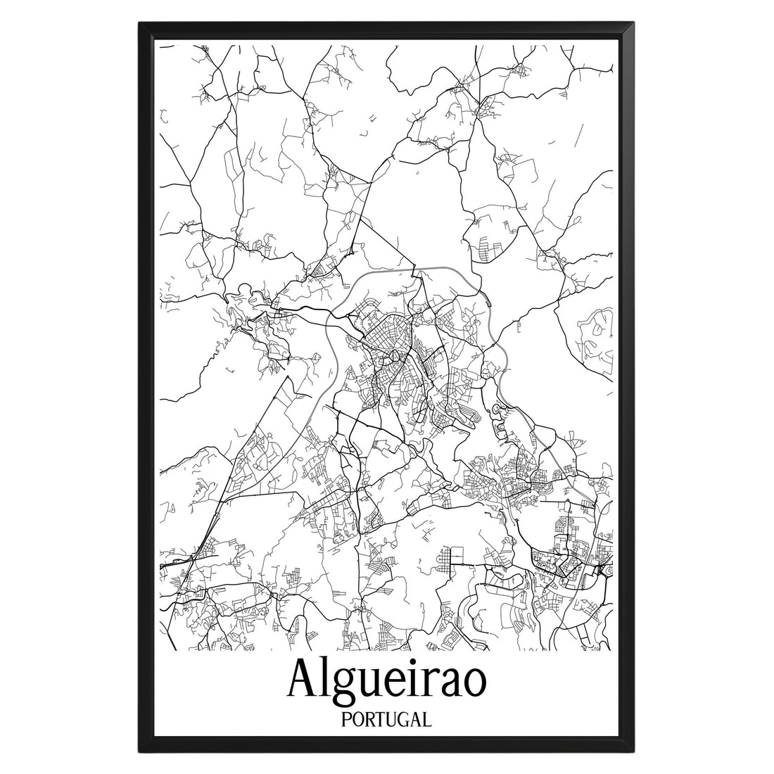 Algueirao Portugal City Map Poster - GroovyGrove