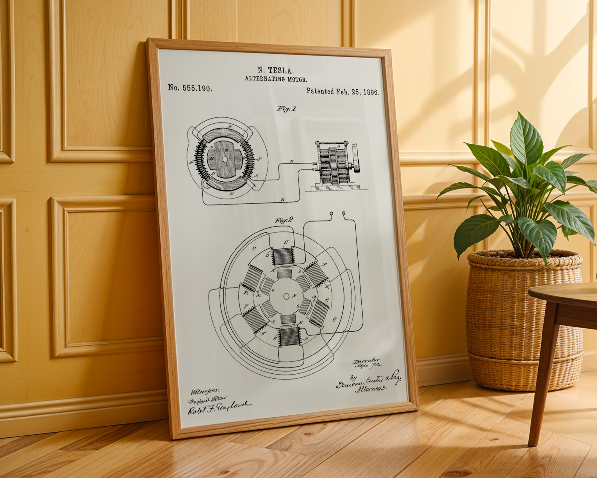 Alternating Motor Nikola Tesla 1896 Patent Poster - GroovyGrove