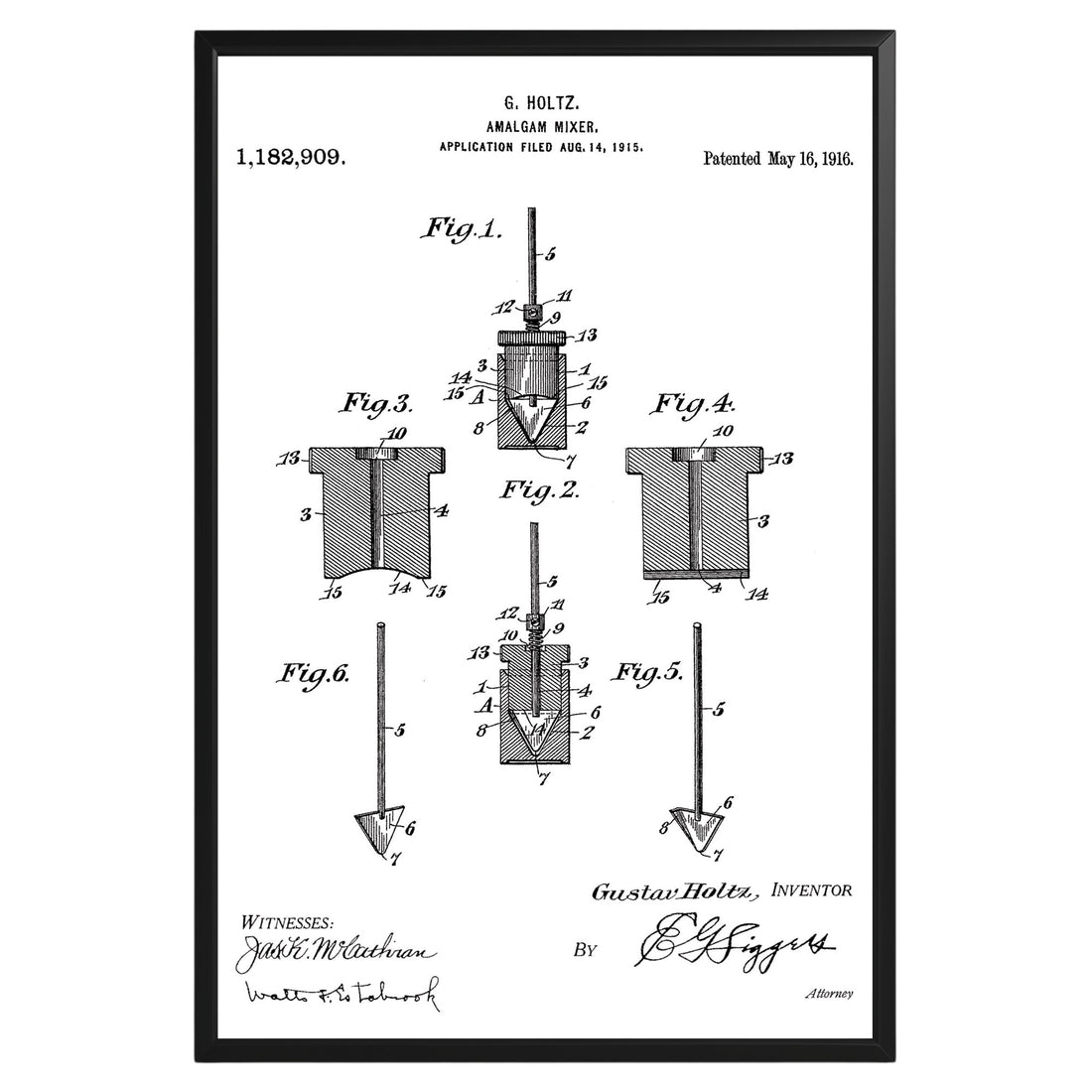 Amalgam Mixer Dental 1916 Patent Poster - GroovyGrove