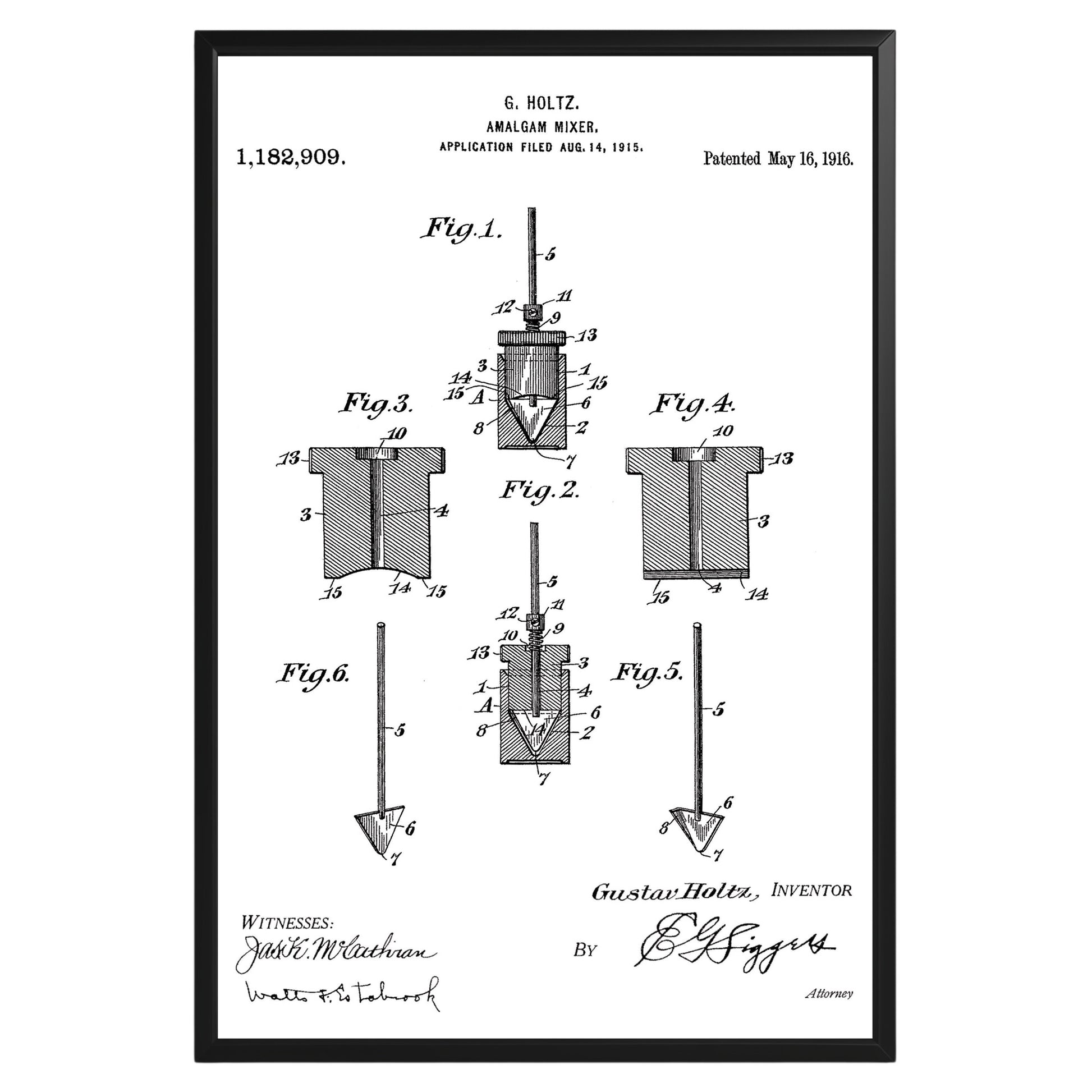 Amalgam Mixer Dental 1916 Patent Poster - GroovyGrove