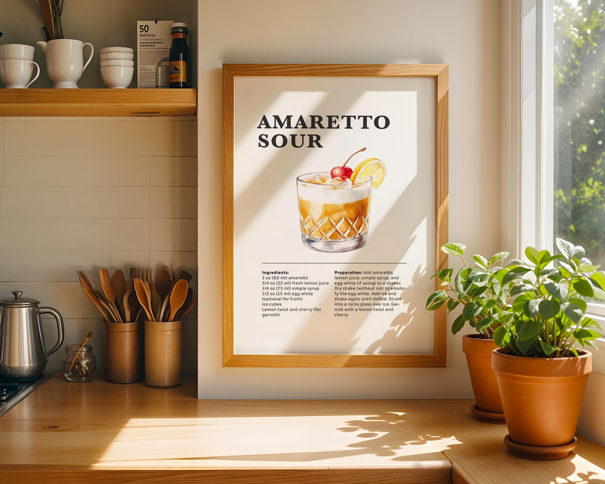 Amaretto Sour Cocktail Recipe Poster - GroovyGrove