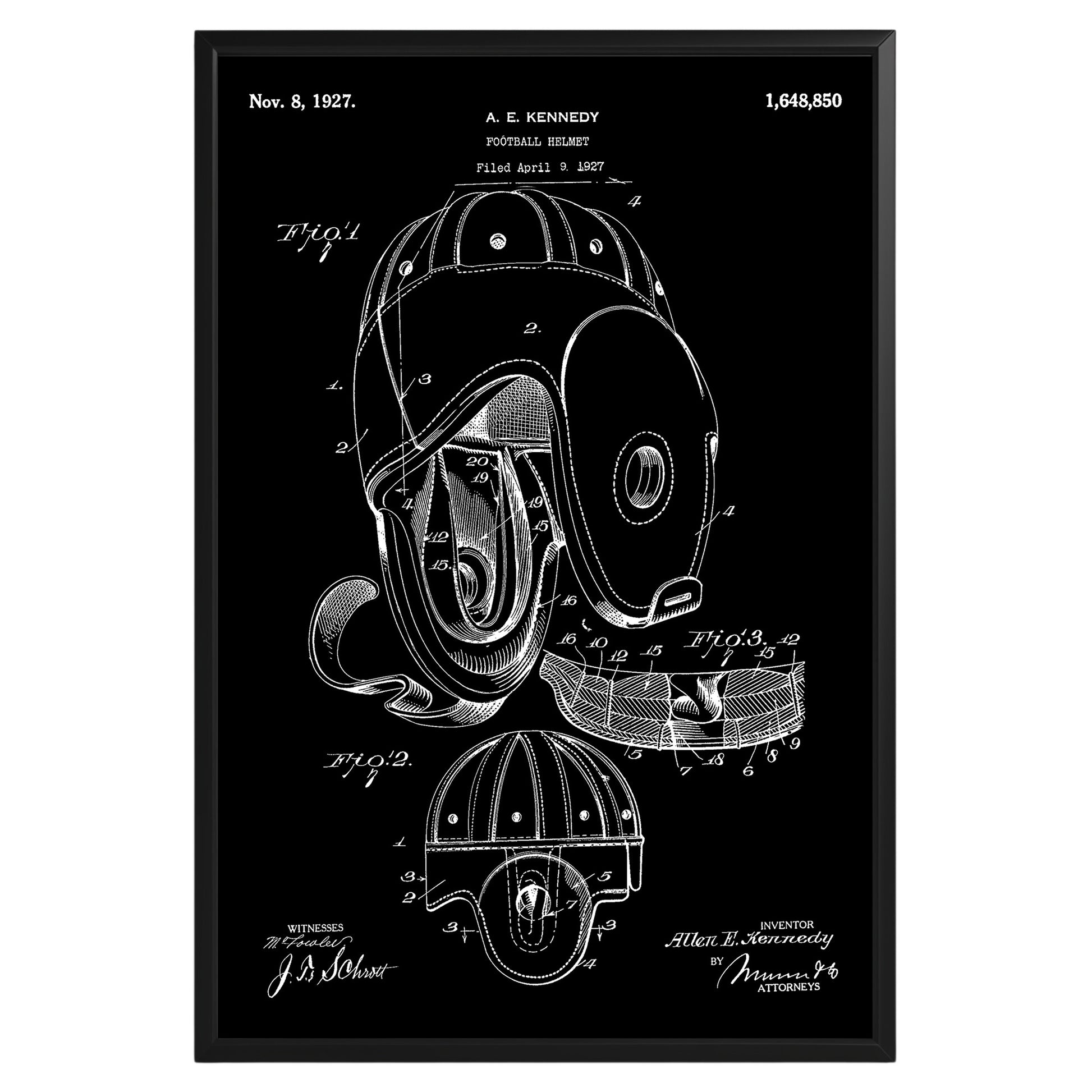 American Football Helmet 1927 Patent Poster - GroovyGrove