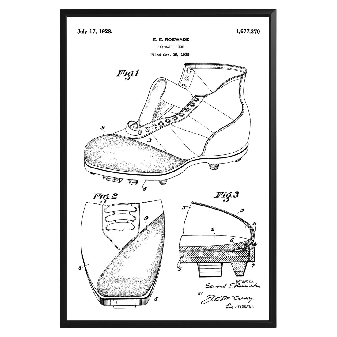 American Football Shoe 1928 Patent Poster - GroovyGrove