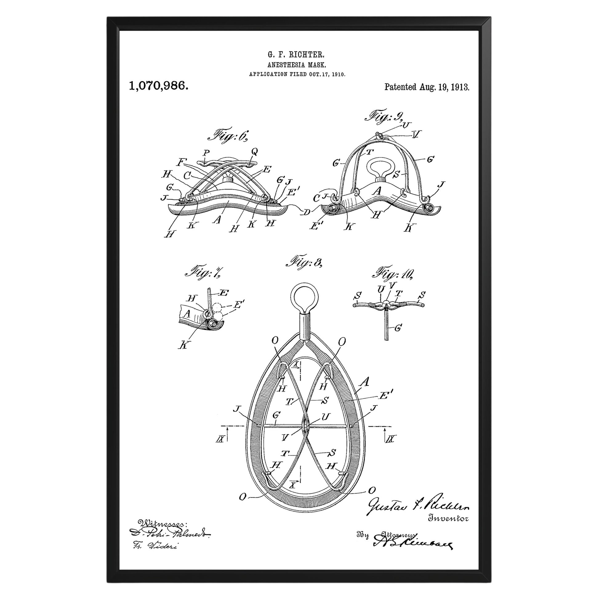 Anesthesia Mask 1913 Patent Poster - GroovyGrove